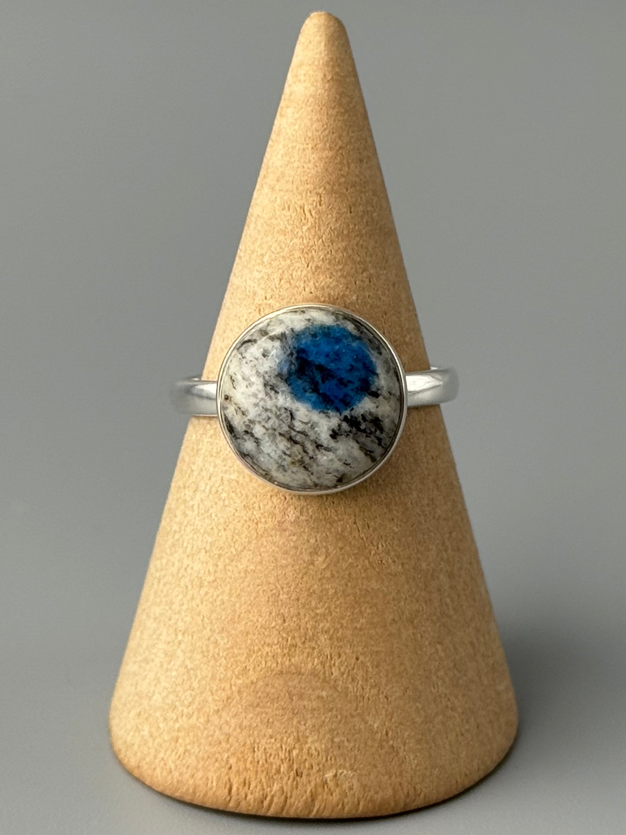 •AZURITE GRANITE - ROUND• simple band silver ring (size 8)