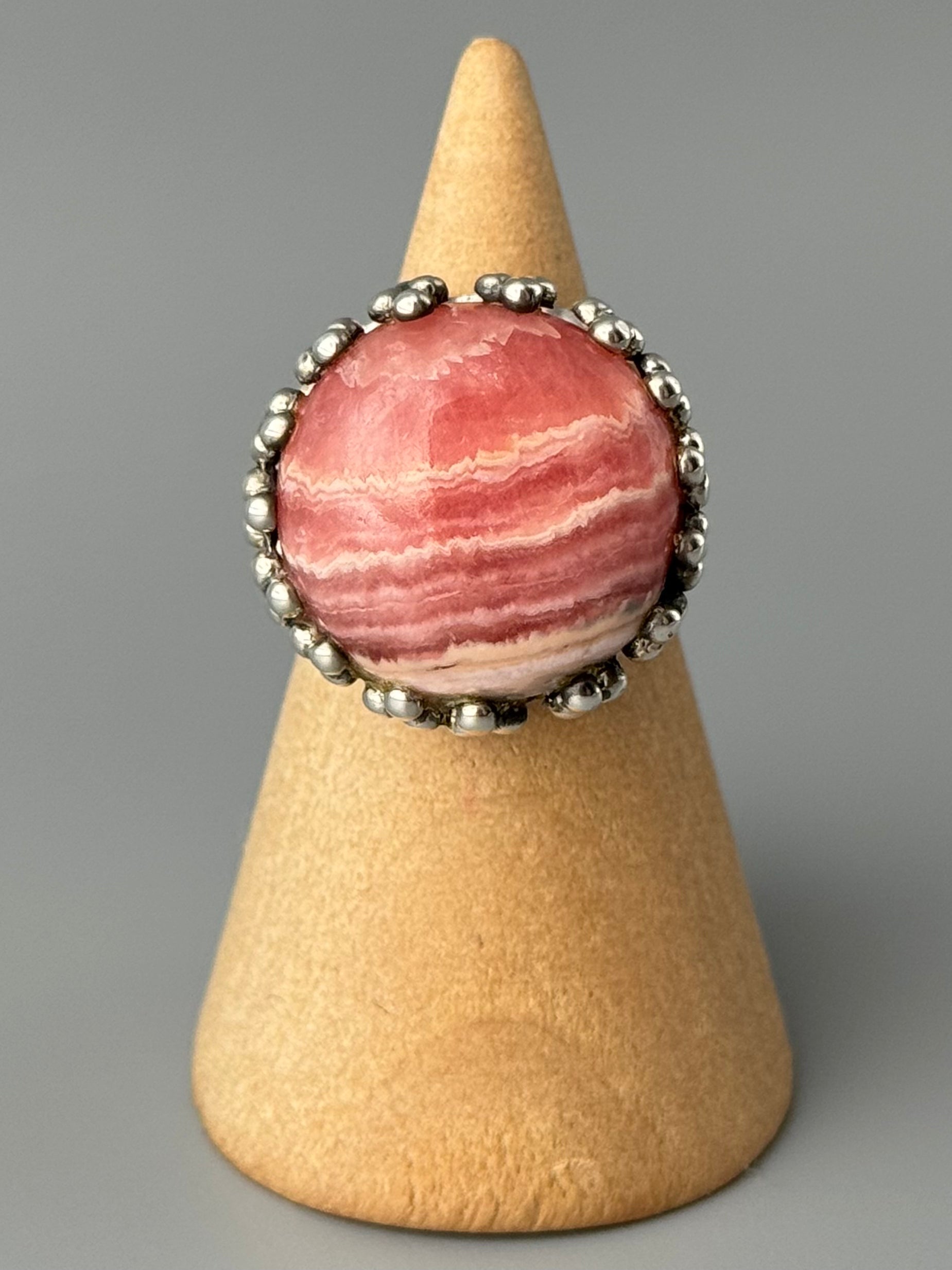 •RHODOCHROSITE - CROWN• decorative bezel silver ring (various sizes)