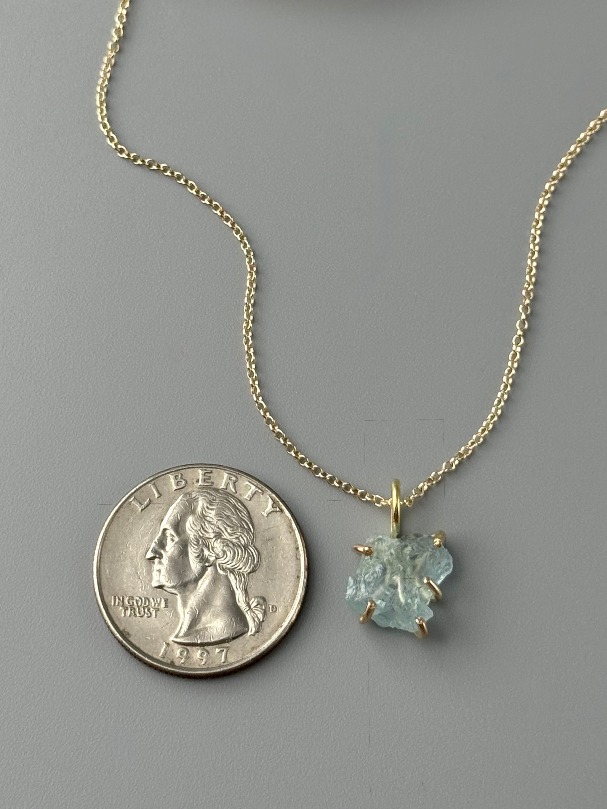 •CRADLE• aquamarine + gold necklace (18" long)
