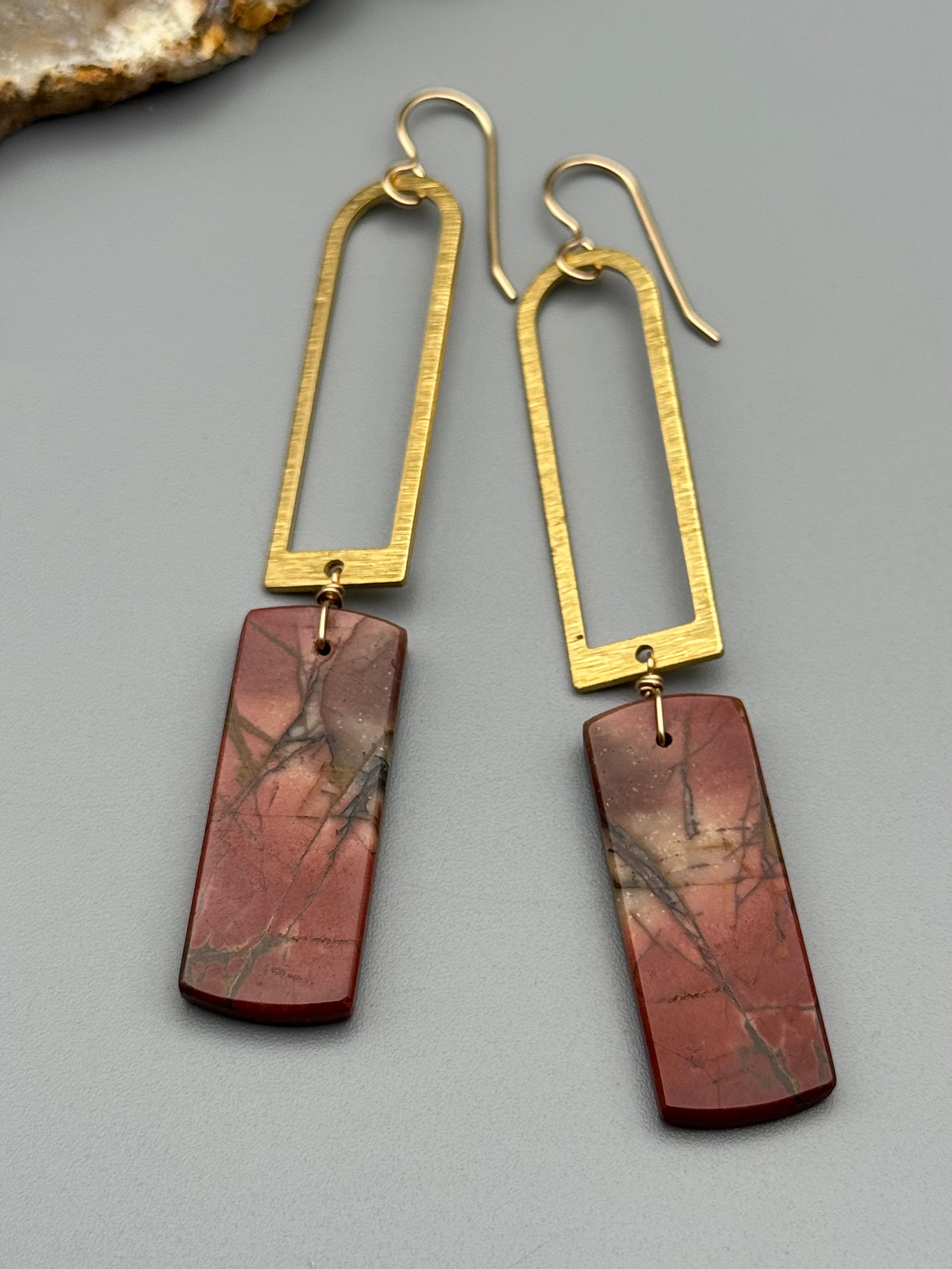 •PORTAL• red creek jasper tower + gold earrings