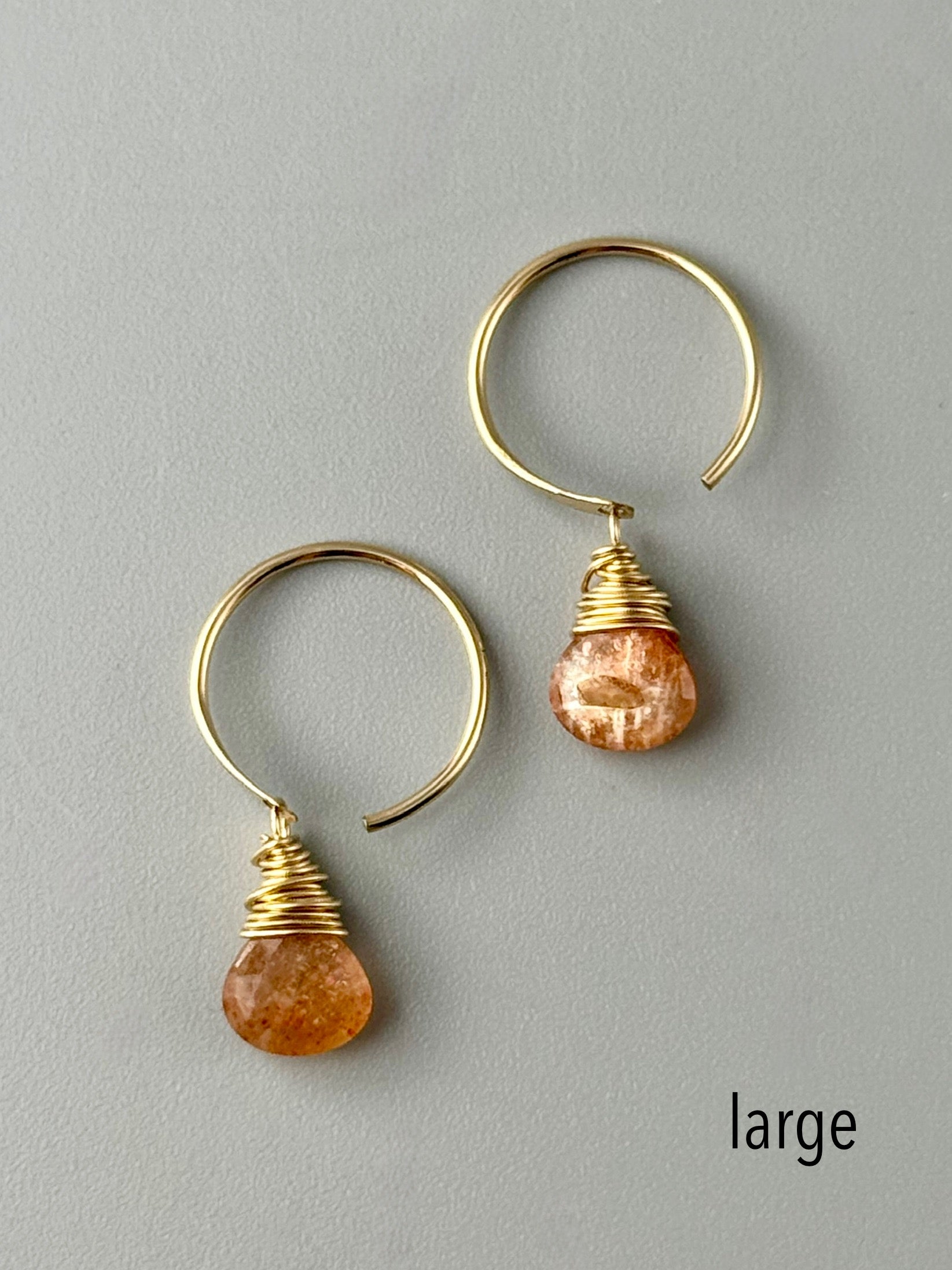 •DANGLE HUG• sunstone + gold earrings