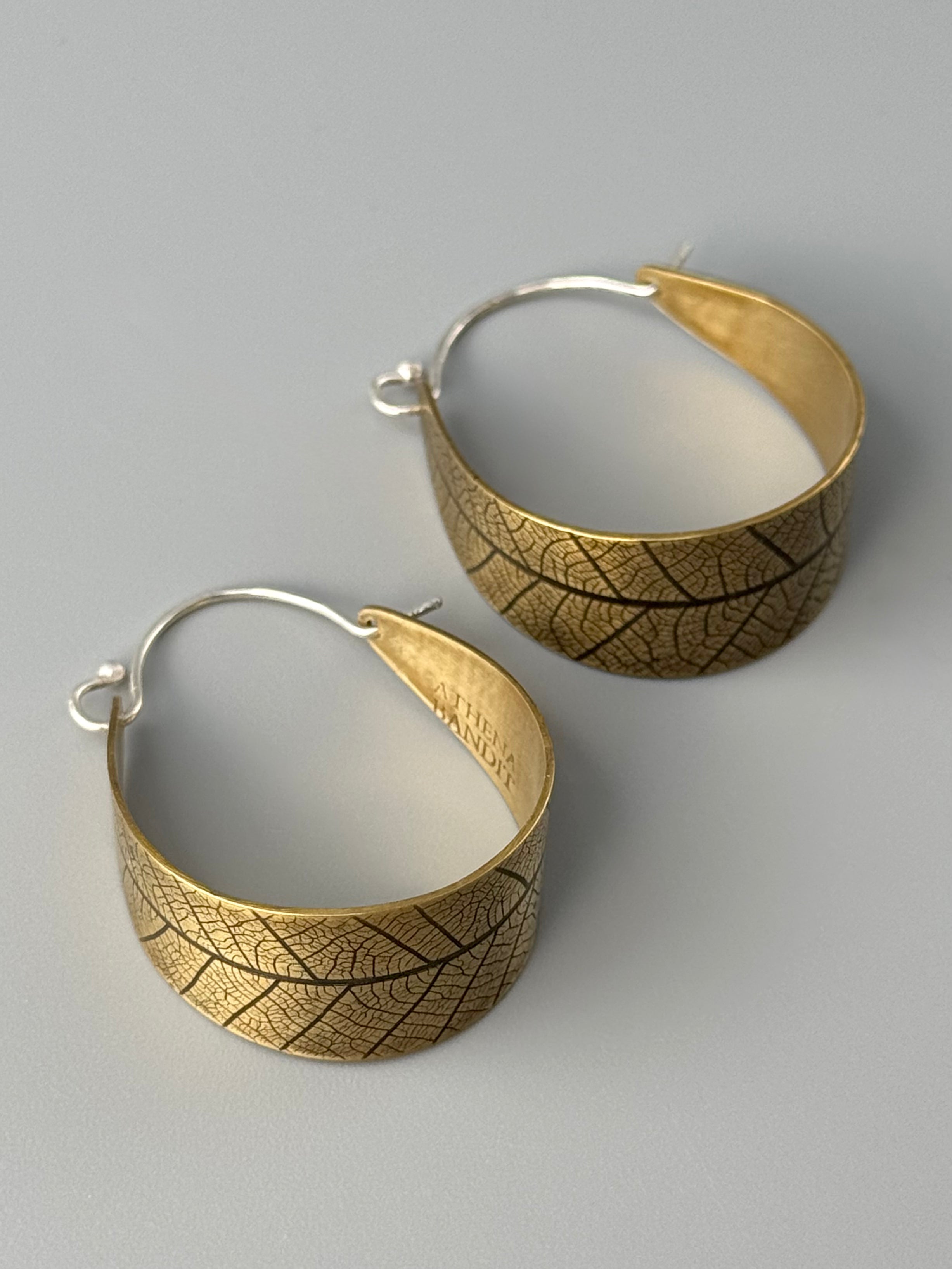•LEAF HOOPS• mixed metal hoop earrings