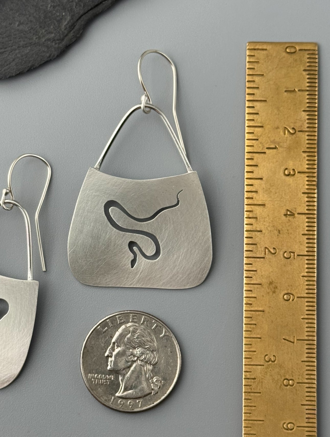 •SERPENDIPITOUS• snake silhouette + silver dangle earrings