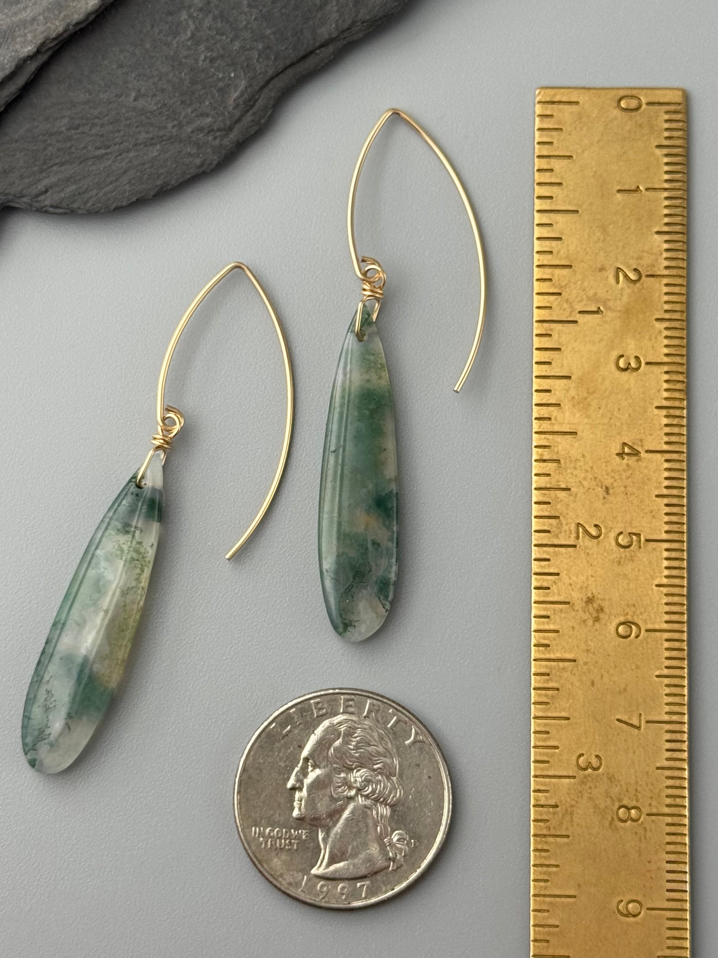 •STRAY• moss agate + gold earrings