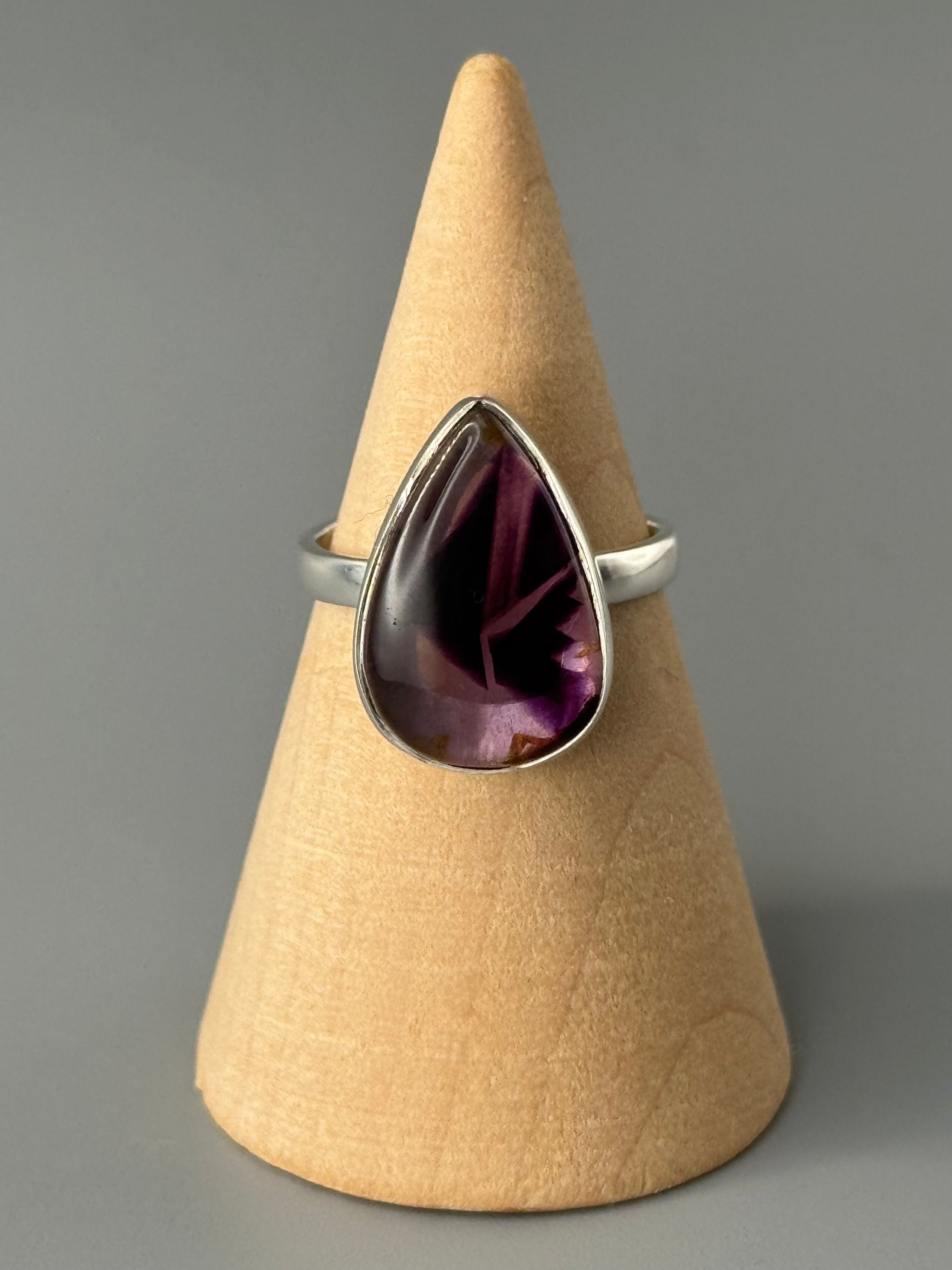 •RUBY KYANITE - TEAR• simple bezel silver ring (size 5.75)