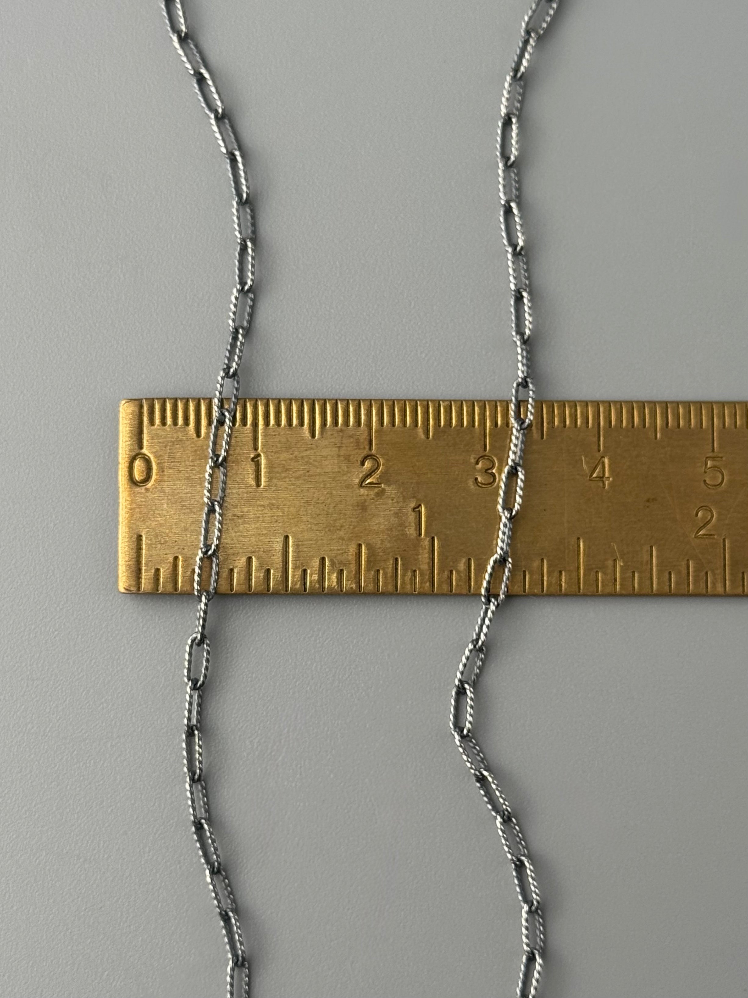 •SMALL TEXTURED PAPERCLIP• oxidized sterling silver chain