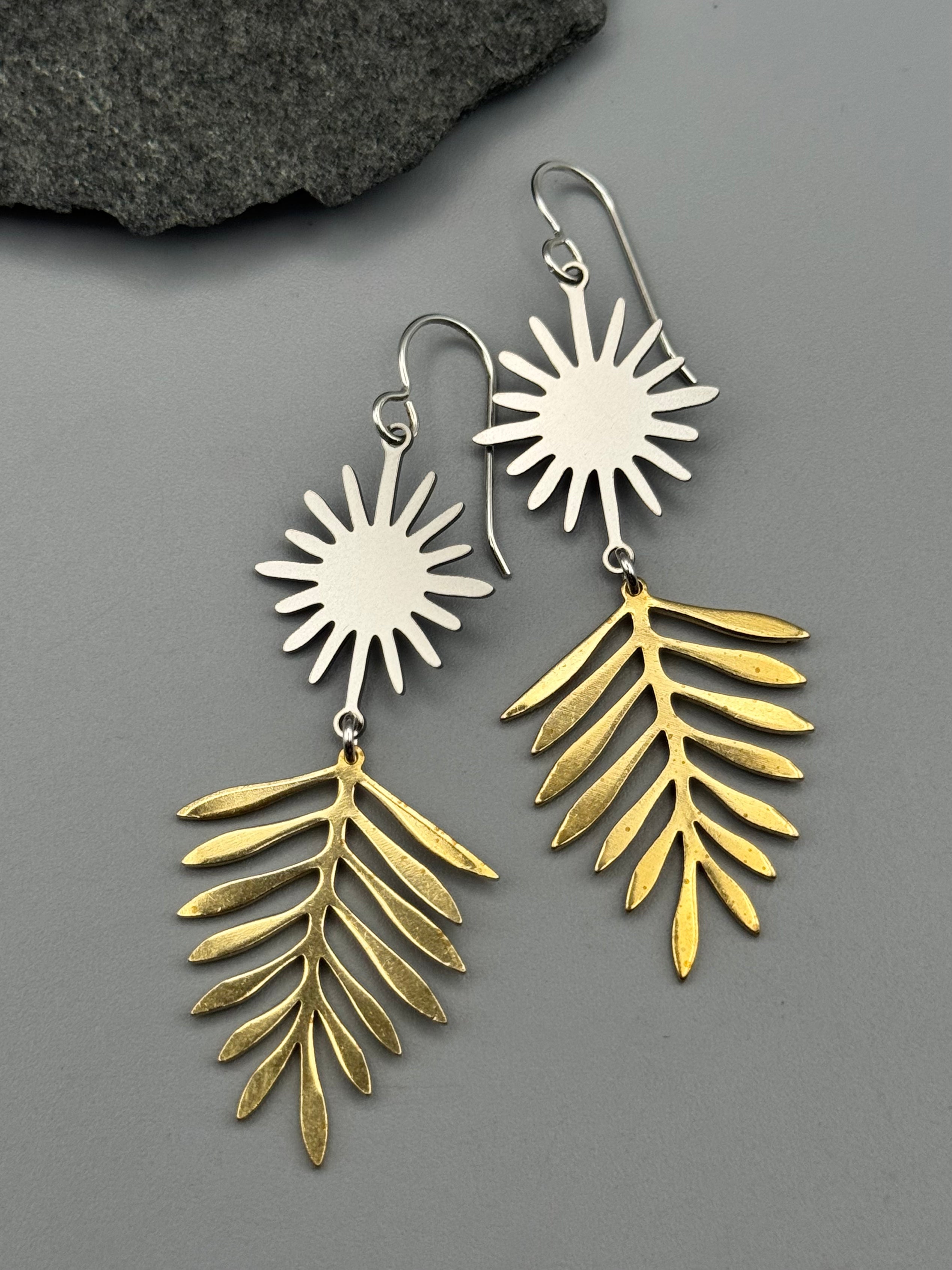 •BOTANICA SOL• mixed metal dangle earrings