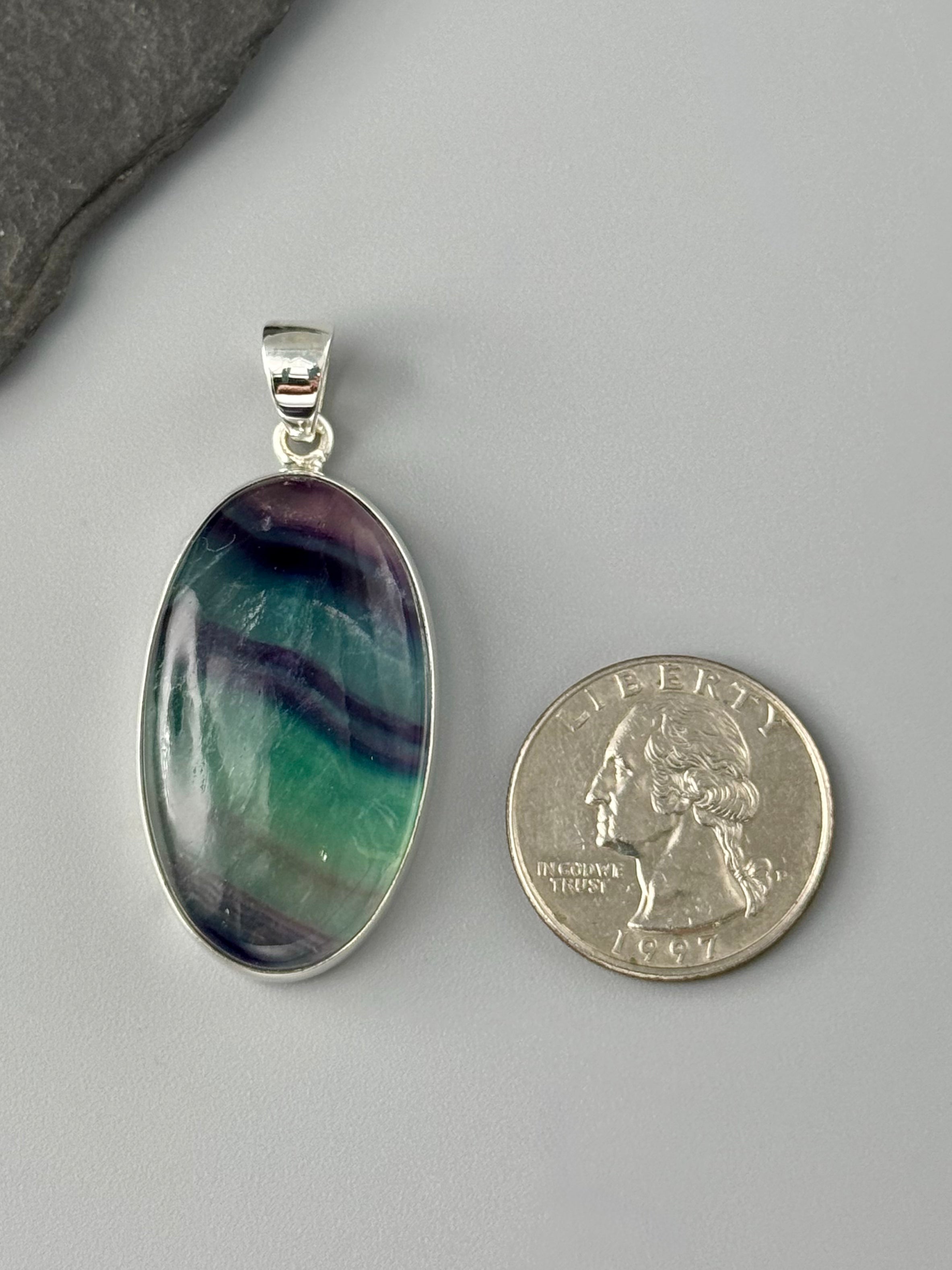 •FLUORITE OVAL - 4• sterling silver pendant