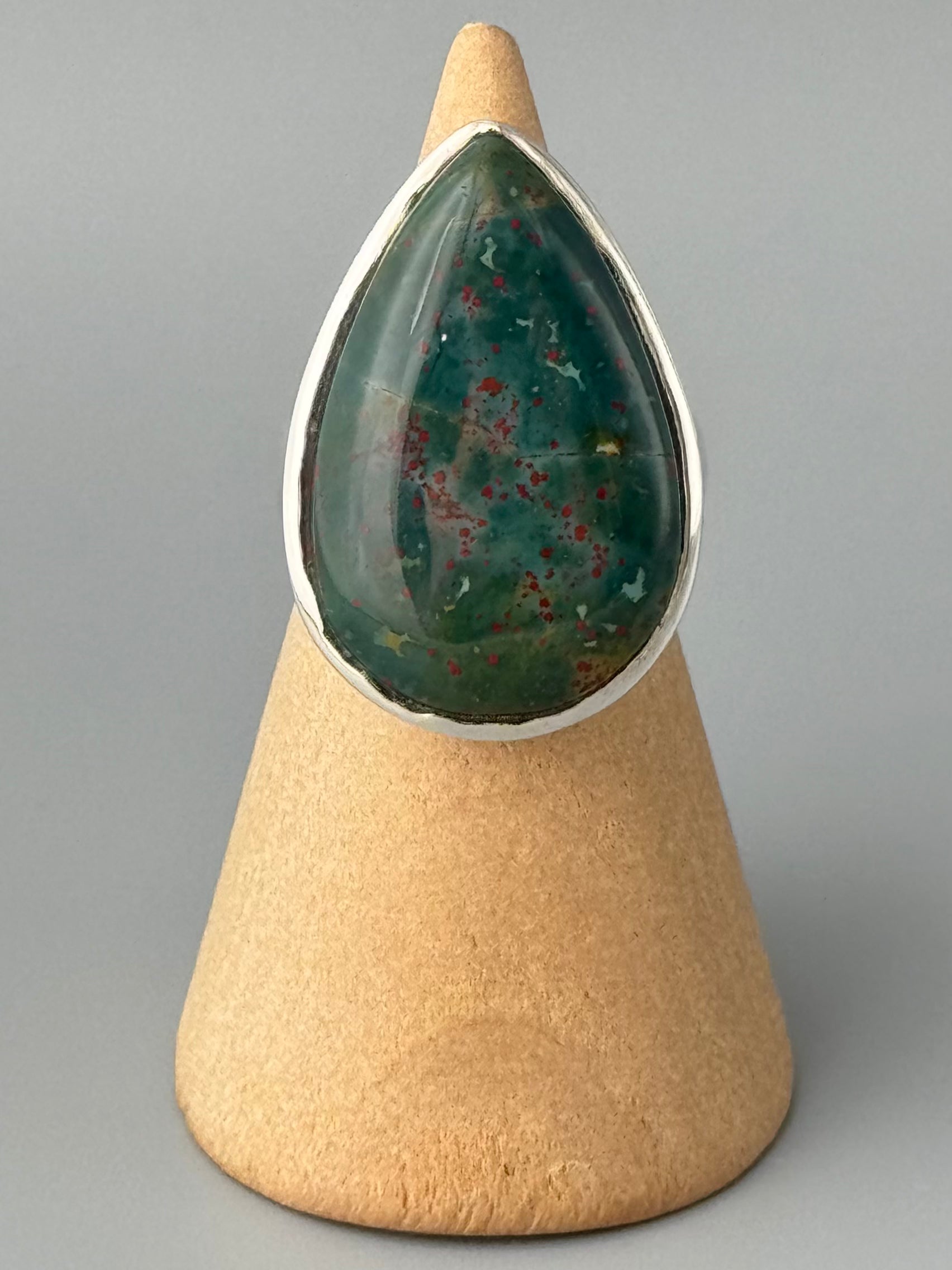 •BLOODSTONE - TEAR 2• sterling silver ring (size 6)