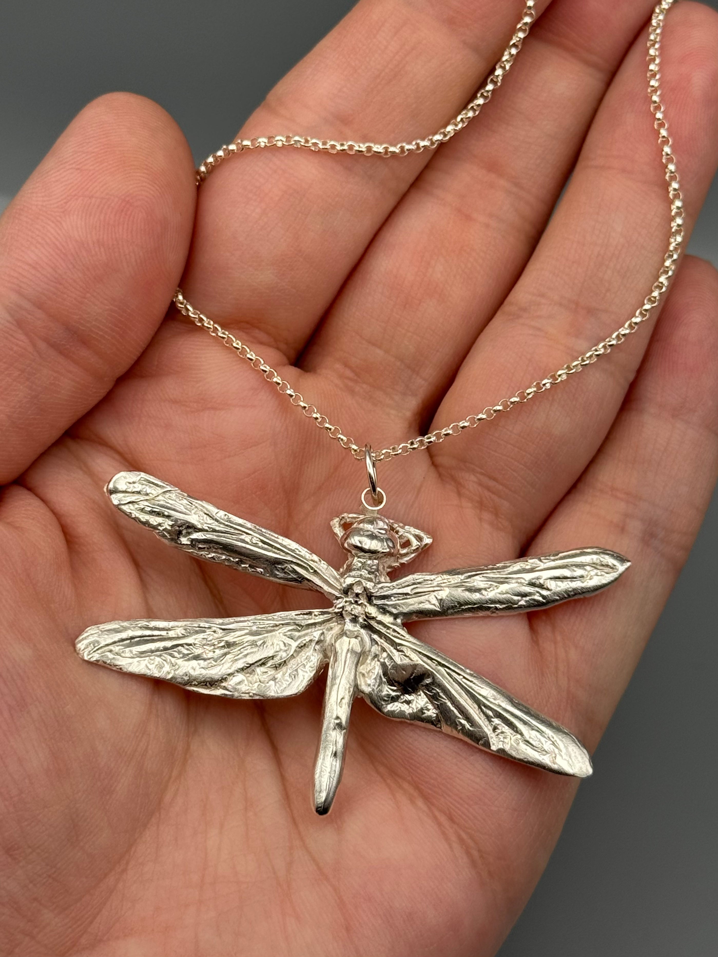 •DAMSELFLY• silver cast necklace (18" - 21" long)