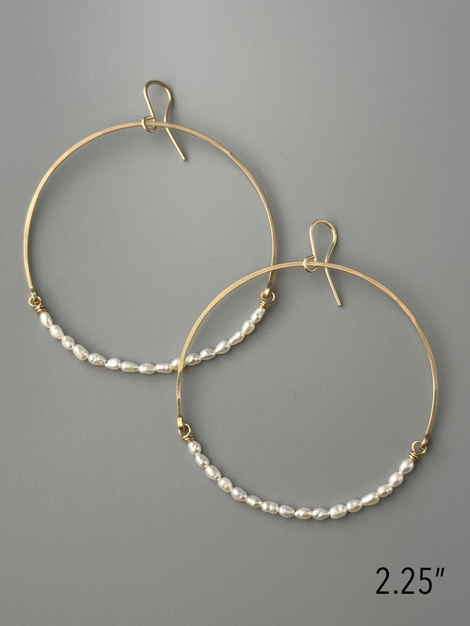 •HOOP DANGLE• pearl + gold earrings