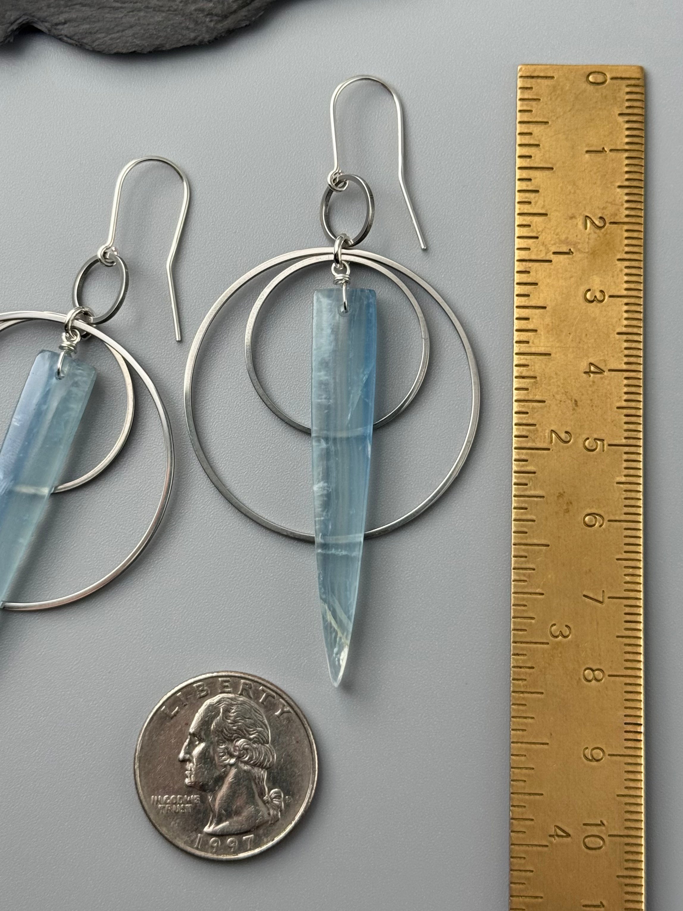 •EQUA-ORBIT• blue calcite + silver earrings