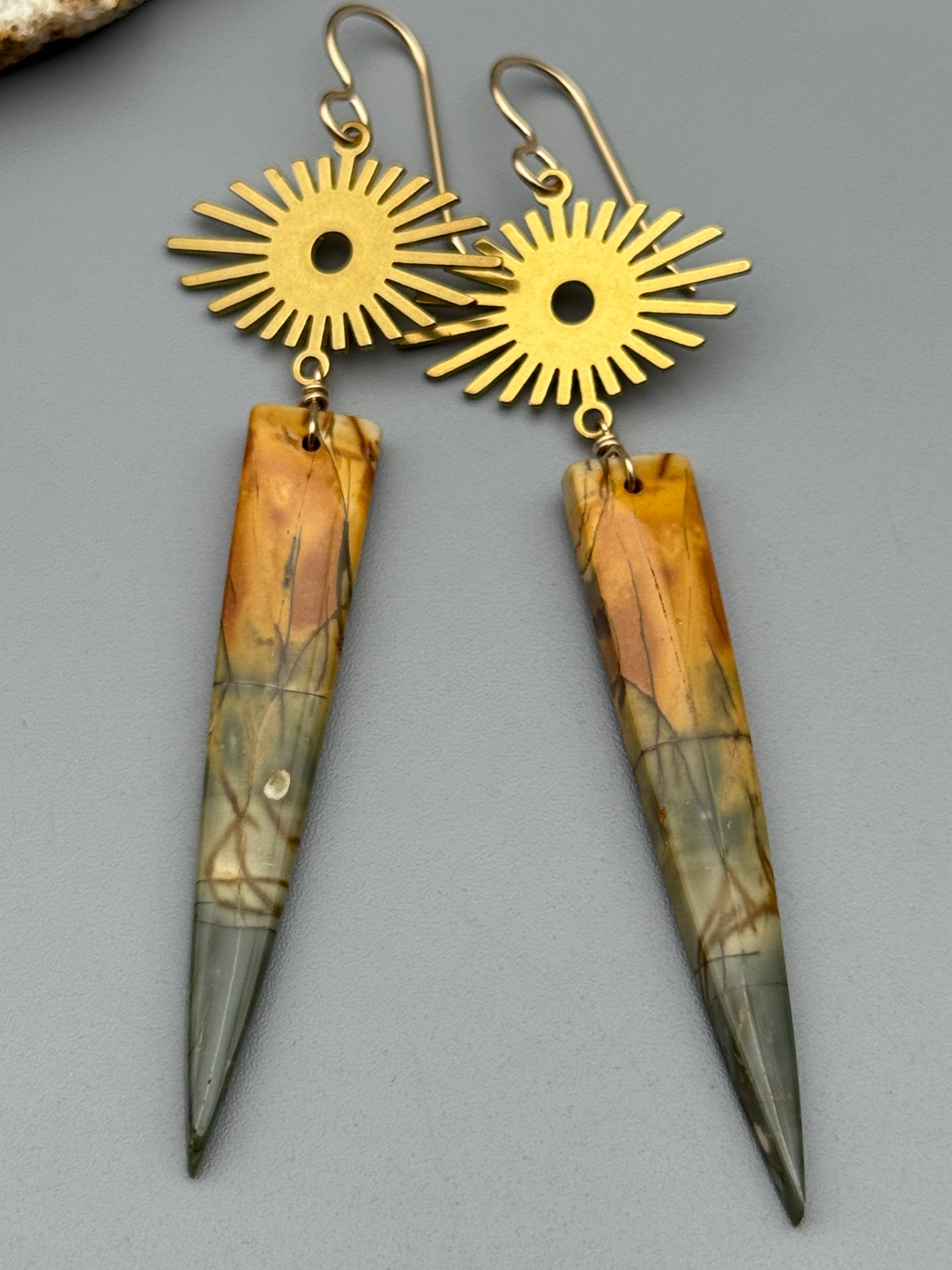 •EYE SHINE• red creek jasper + gold earrings