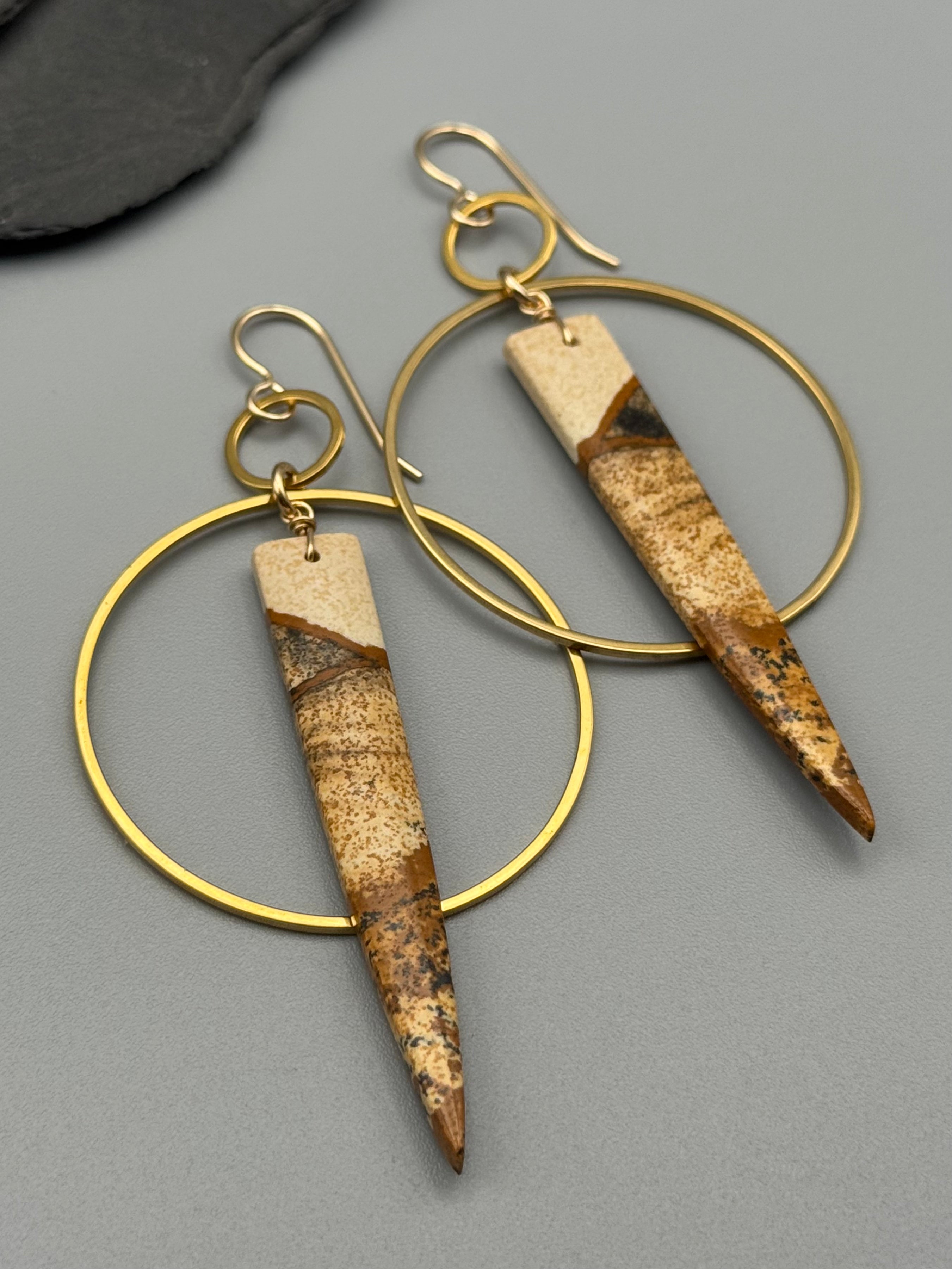 •EQUA-ORBIT• picture jasper + gold earrings