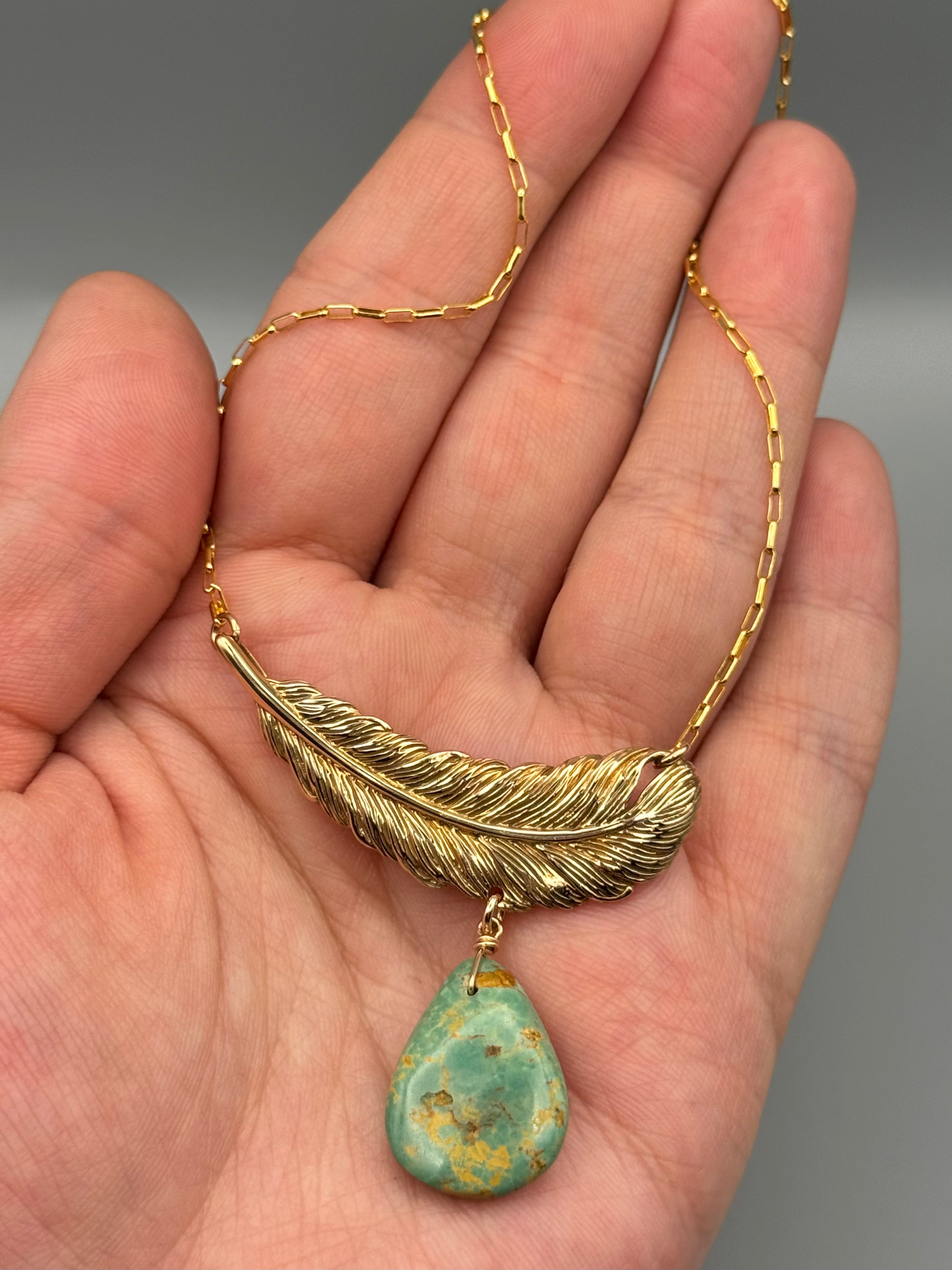 •FLIGHT• turquoise + gold necklace (16"-18" long)