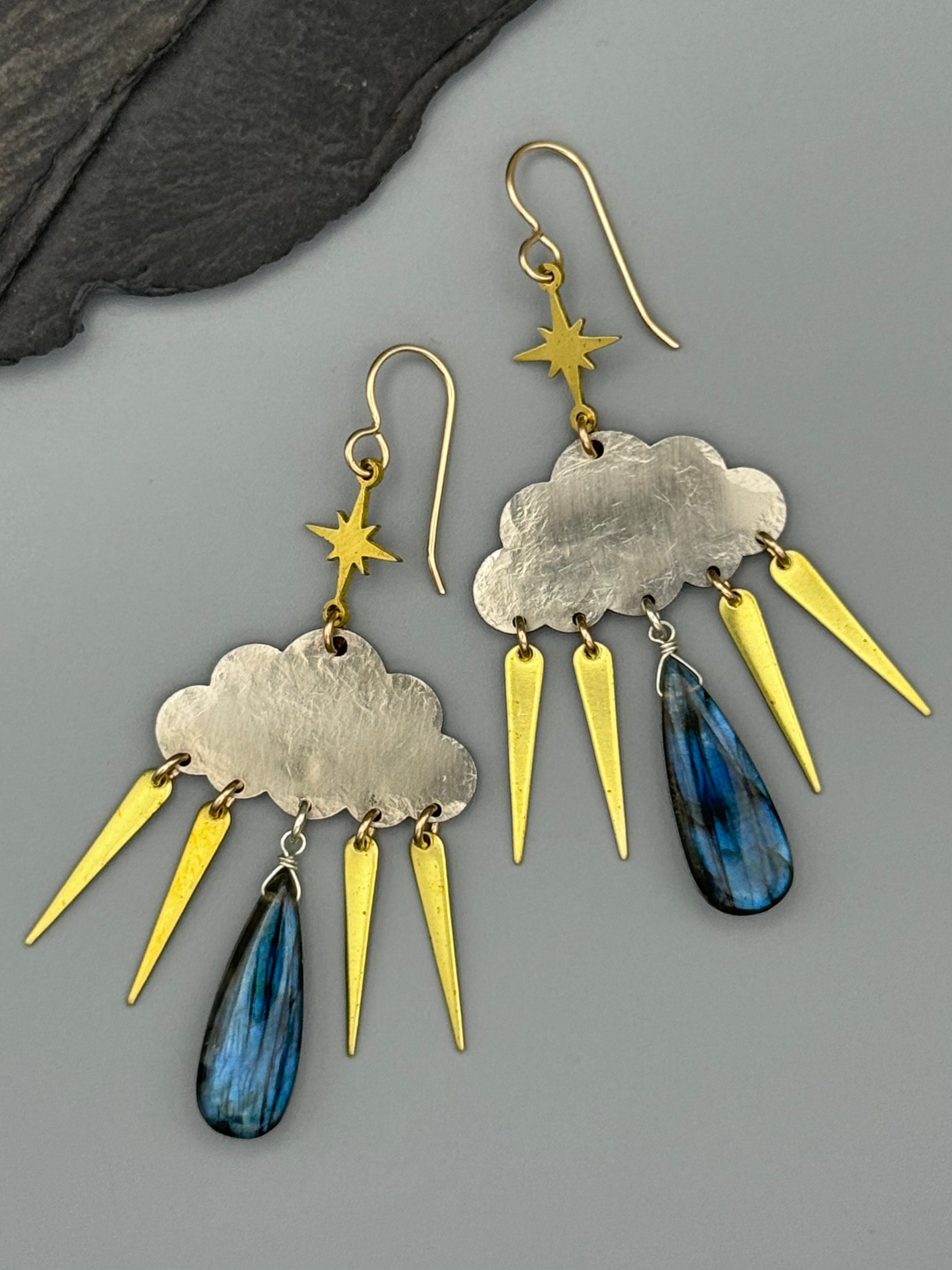 •STORMY• labradorite + mixed metal earrings