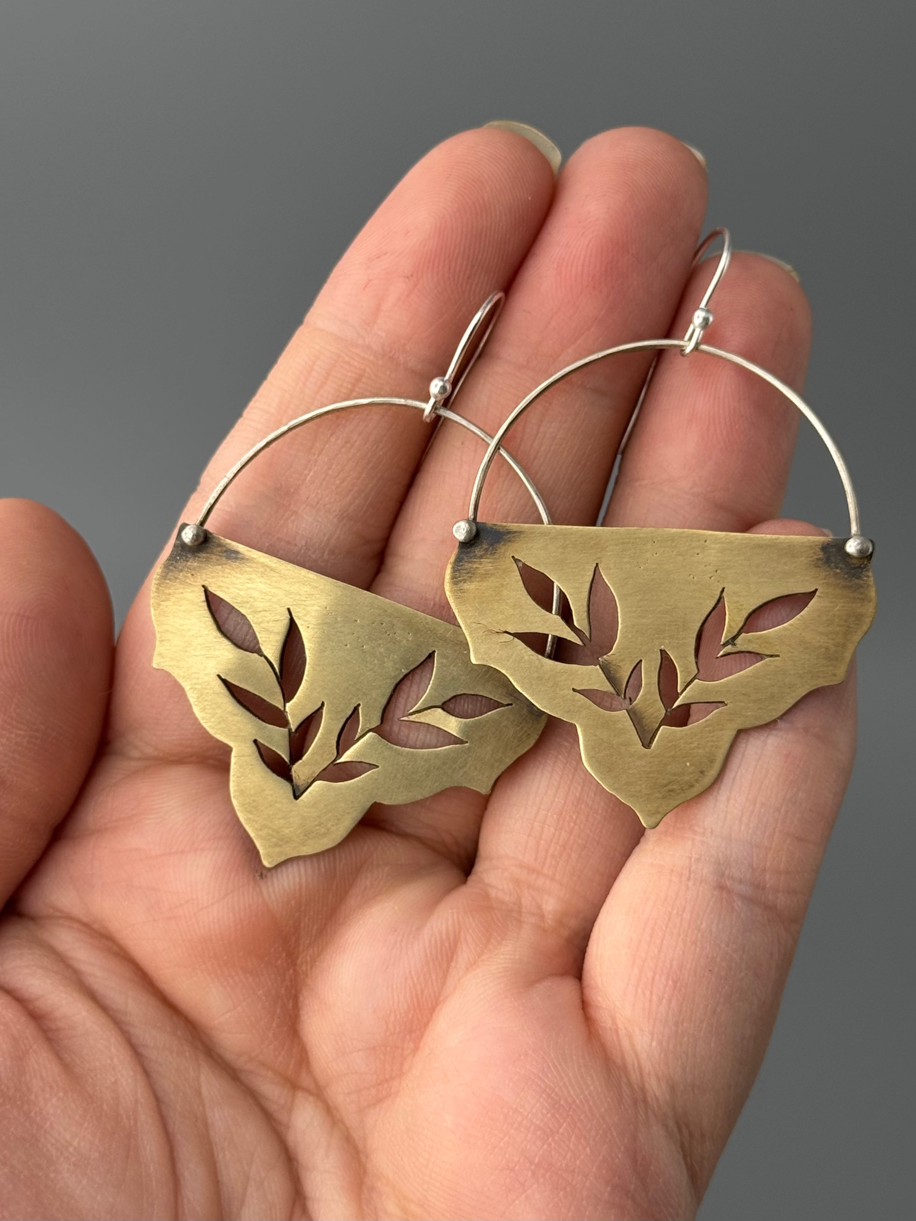 •SWEETGRASS FANCY BASKET• mixed metal dangle earrings