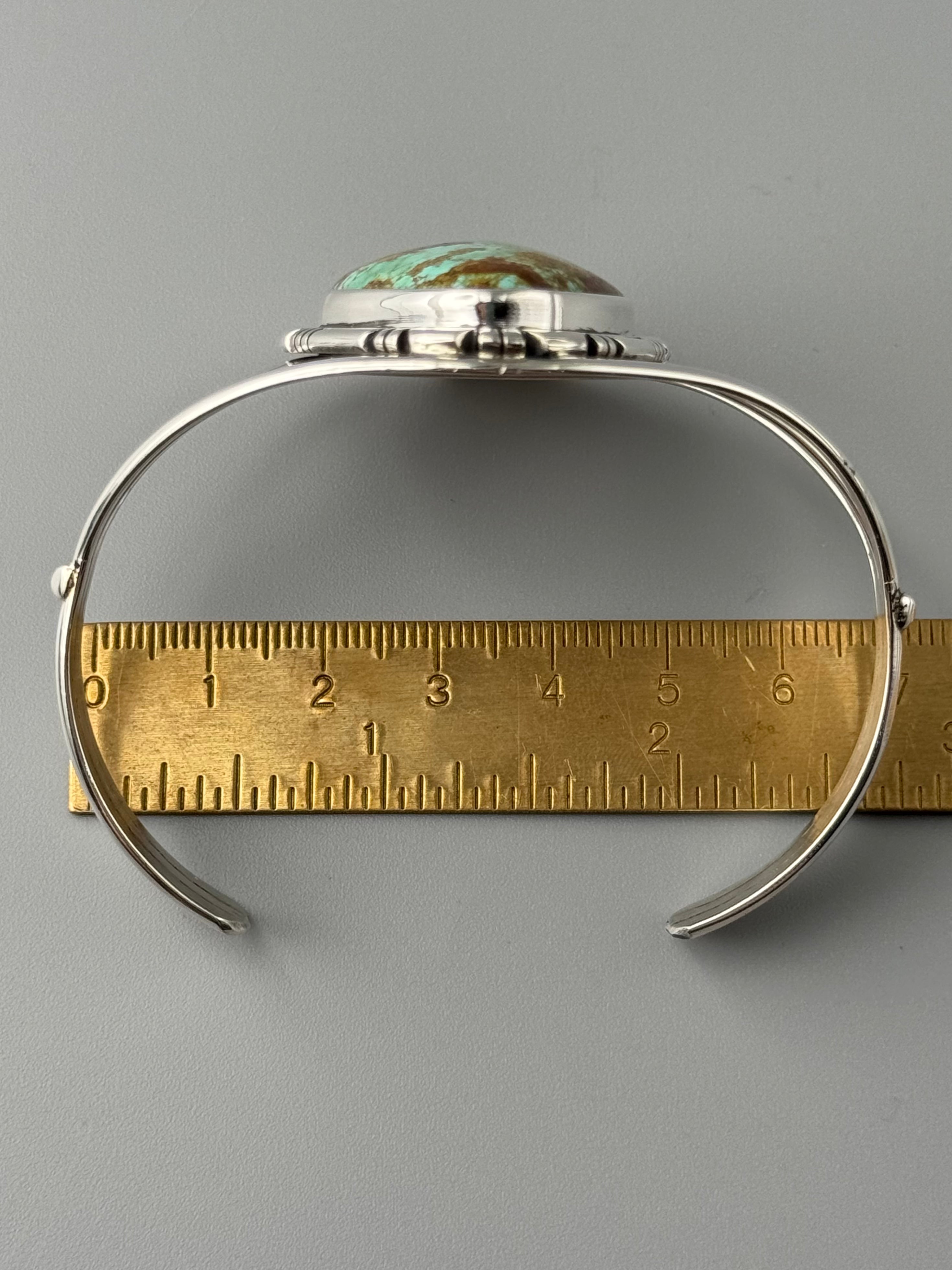 •KINGMAN TURQUOISE - STORM• Navajo sterling silver cuff bracelet (7.25" +/-)