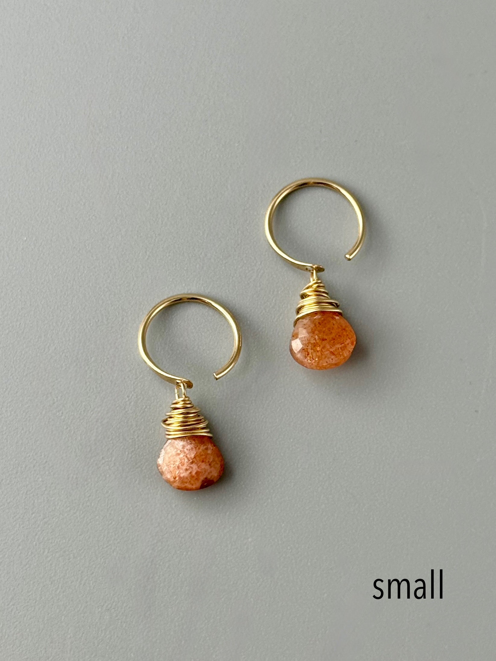 •DANGLE HUG• sunstone + gold earrings