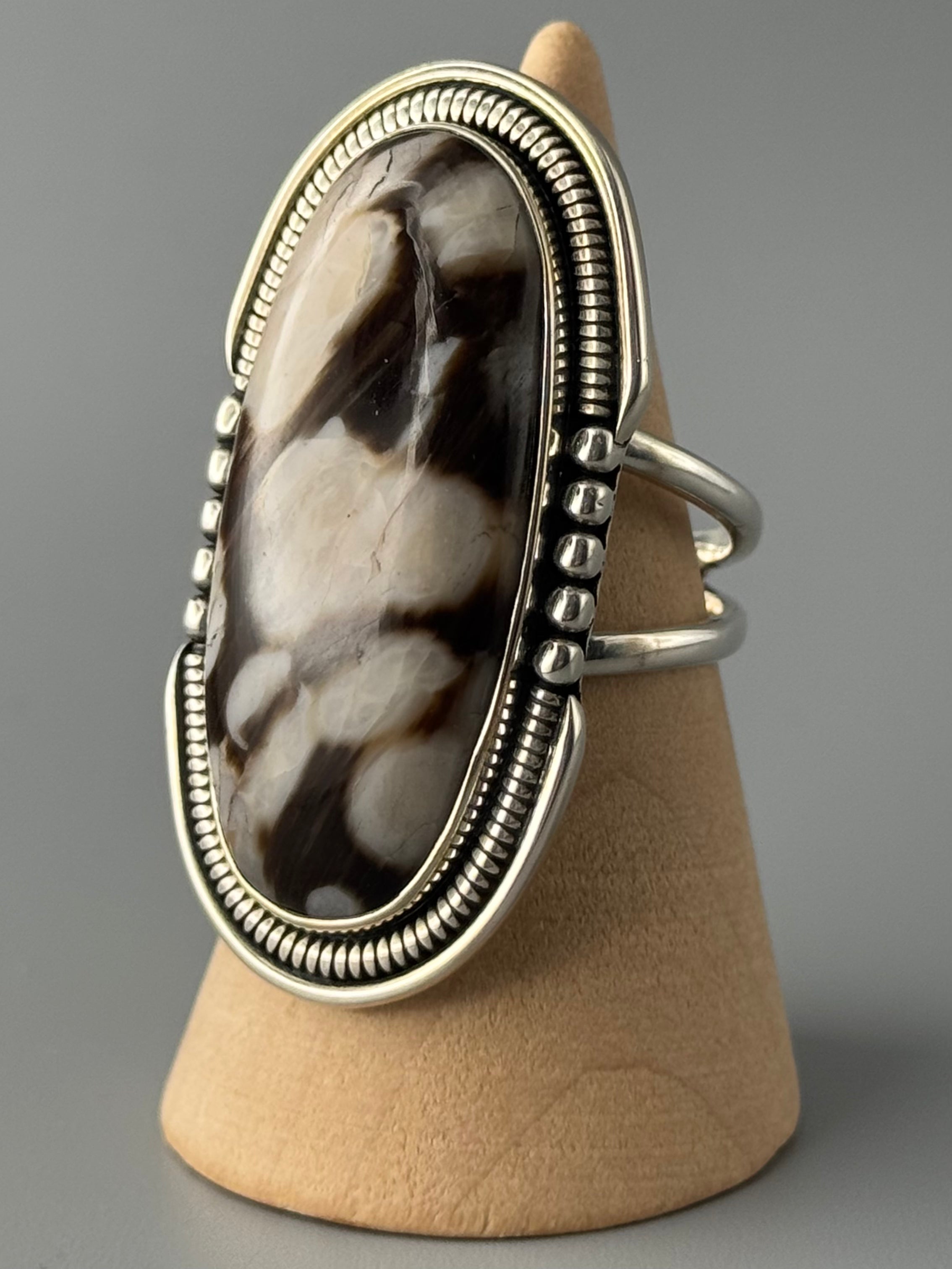 •PETRIFIED PEANUT WOOD - INTERSTELLAR• split band silver ring (size 7.75)