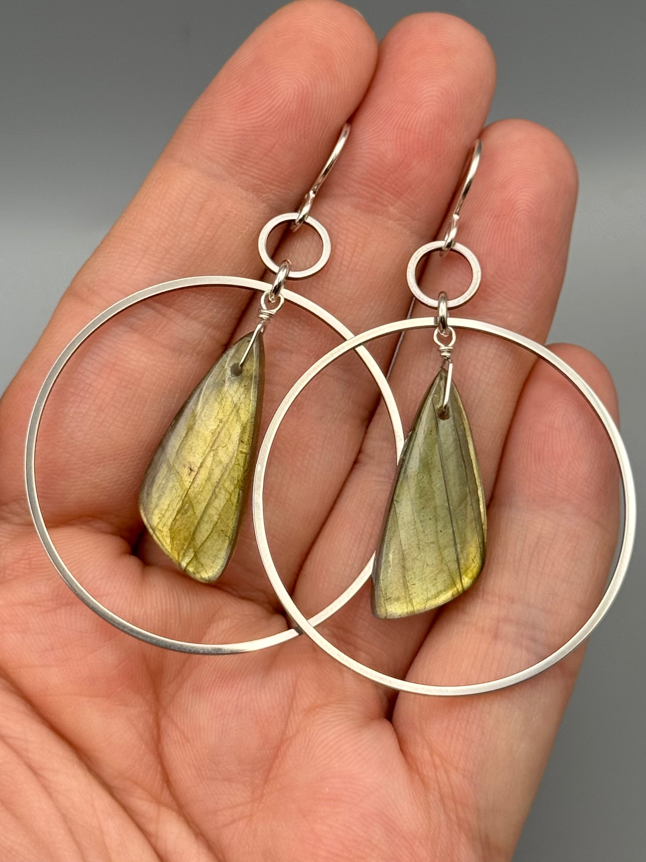 •EQUA-LUNA• golden labradorite wing + silver earrings