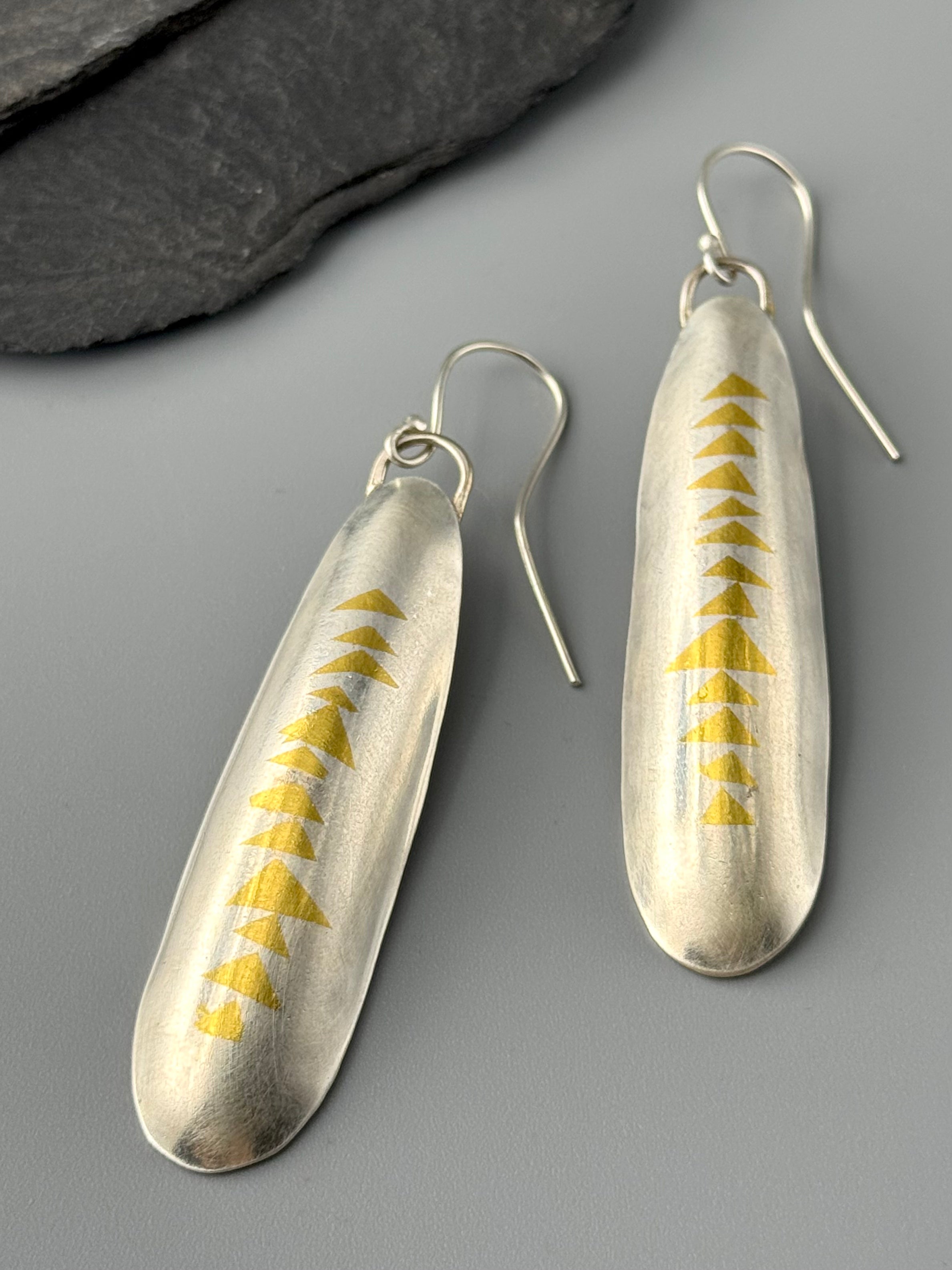 •KEUM-BOO TRIANGLES• sterling silver + gold dangle earrings