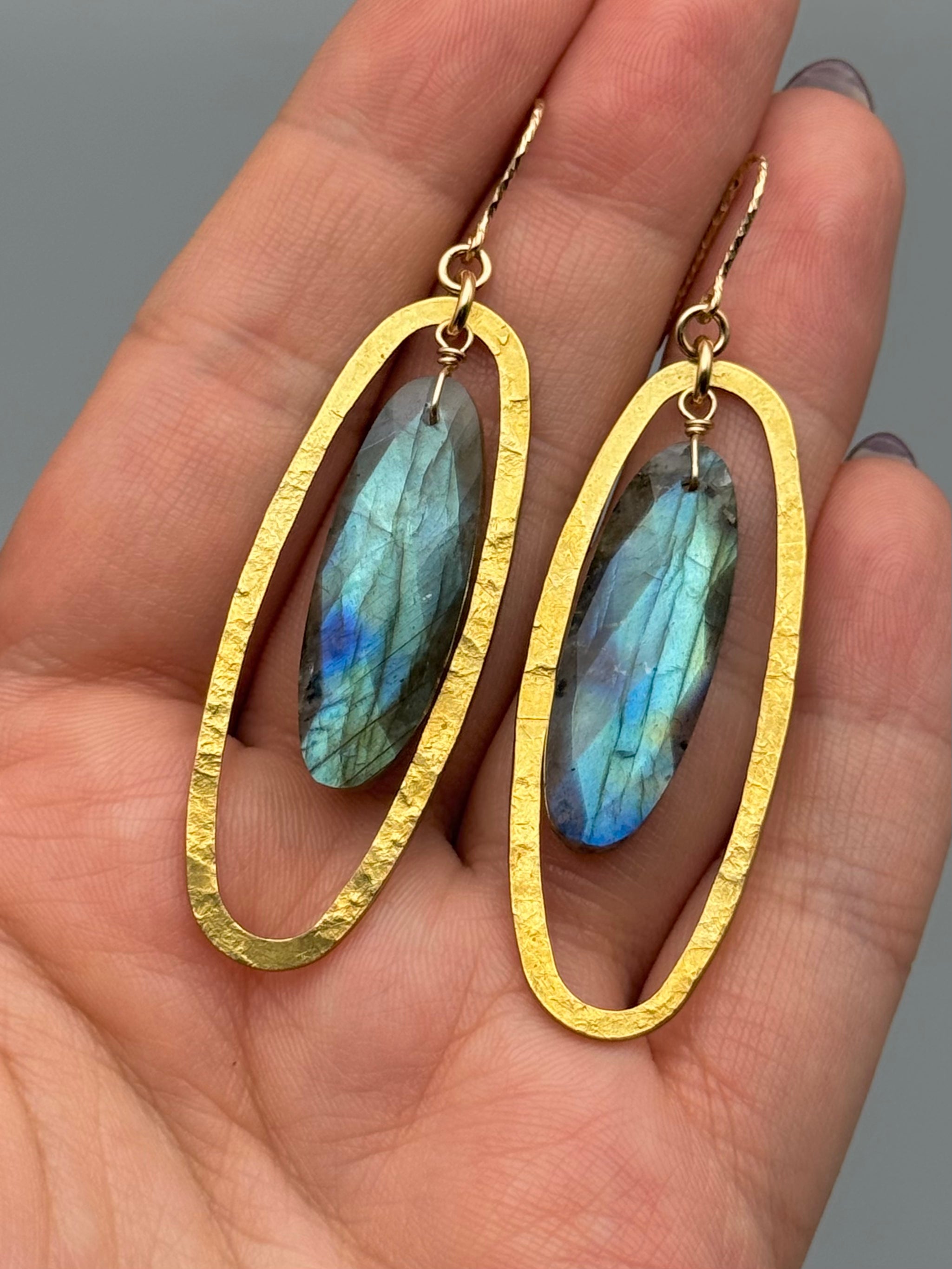 •ELLIPSE• labradorite + gold earrings