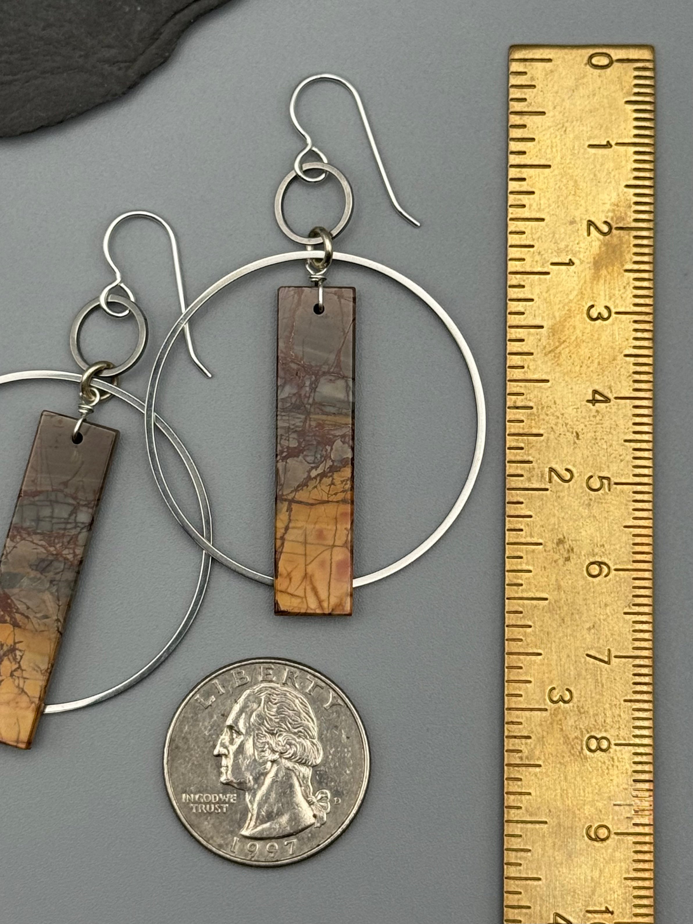 •EQUA-ORBIT• red creek jasper + silver earrings