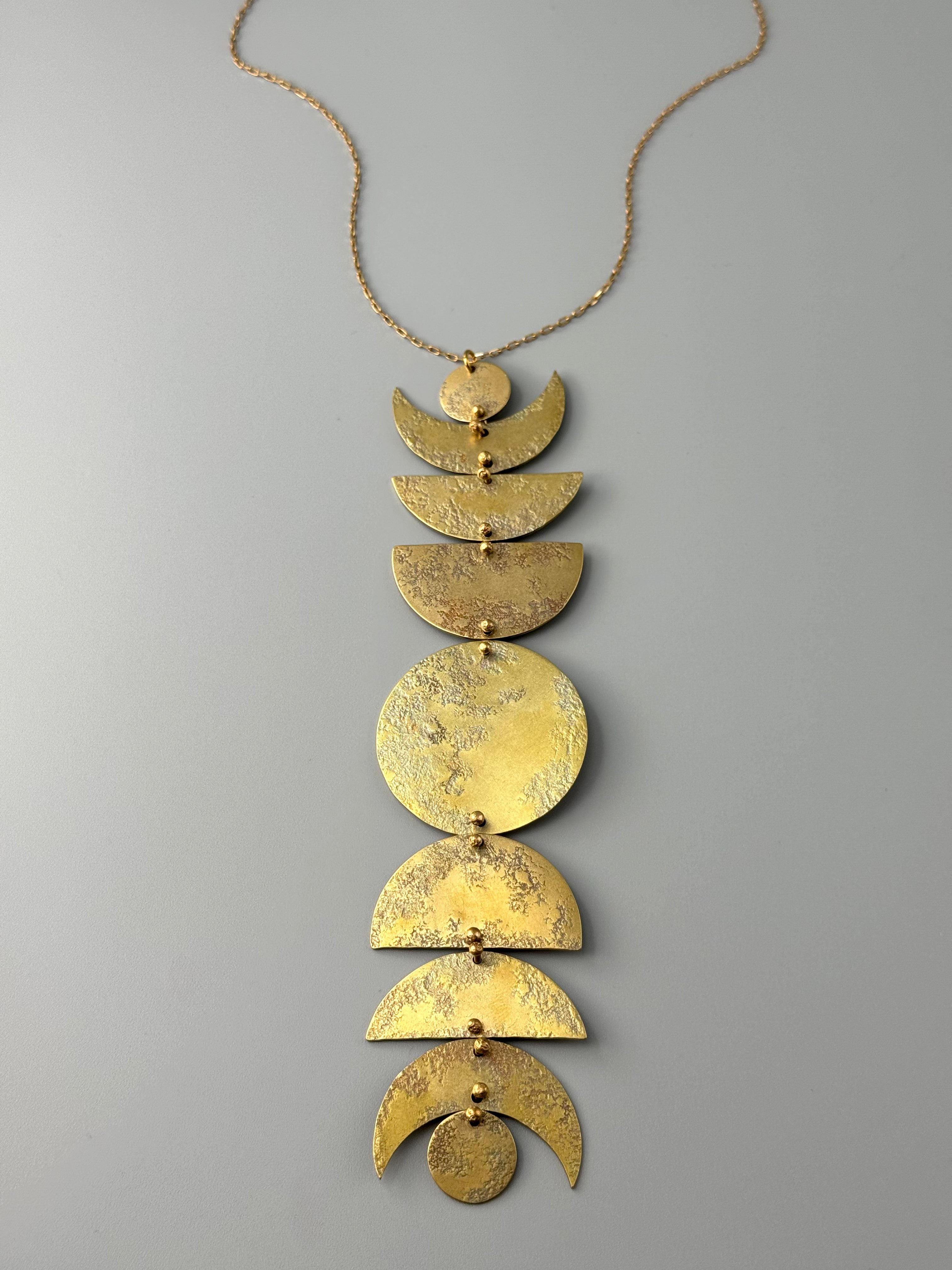 •CYCLICAL• brass necklace (18" long + 7" drop)