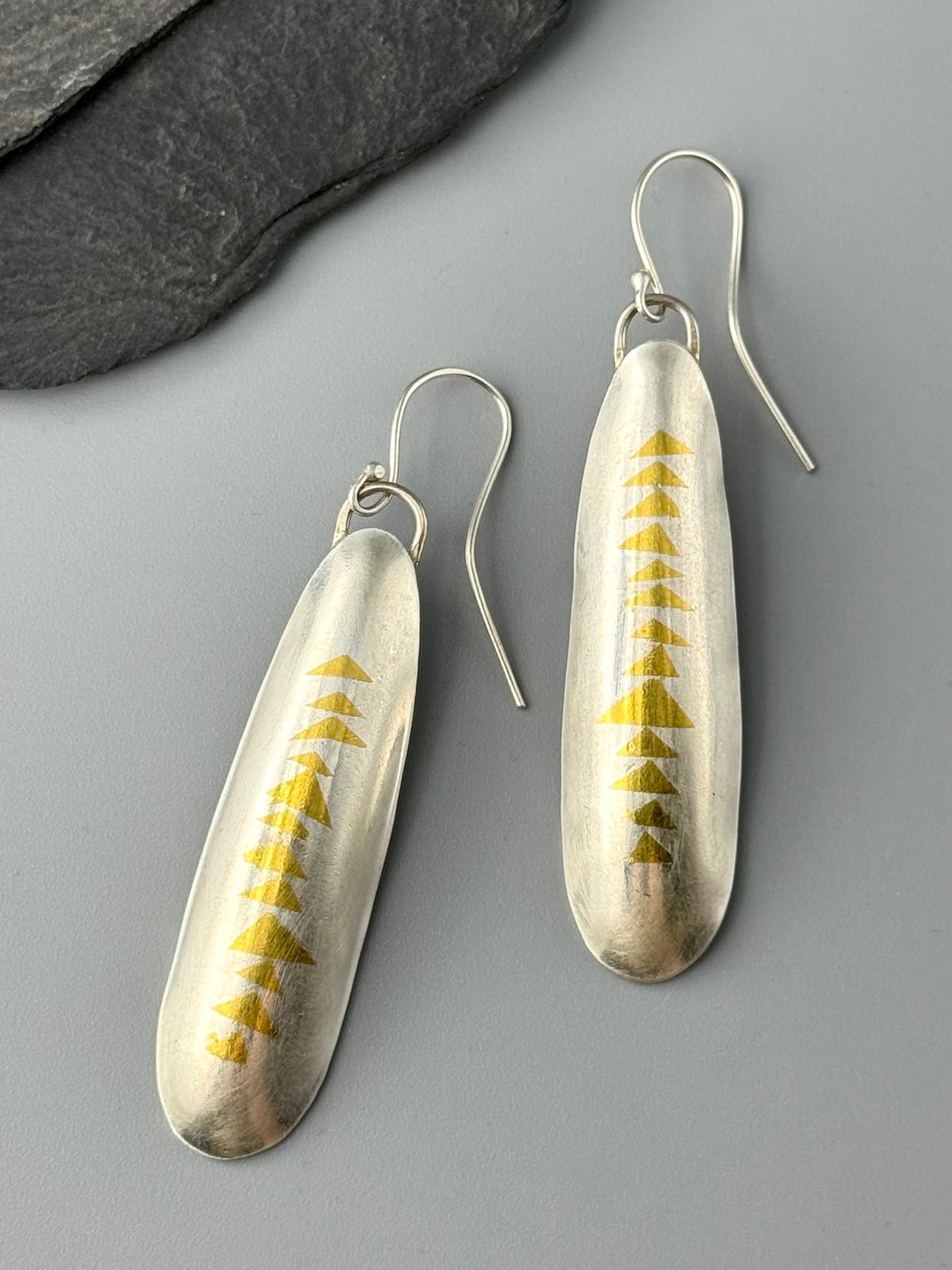 •KEUM-BOO TRIANGLES• sterling silver + gold dangle earrings