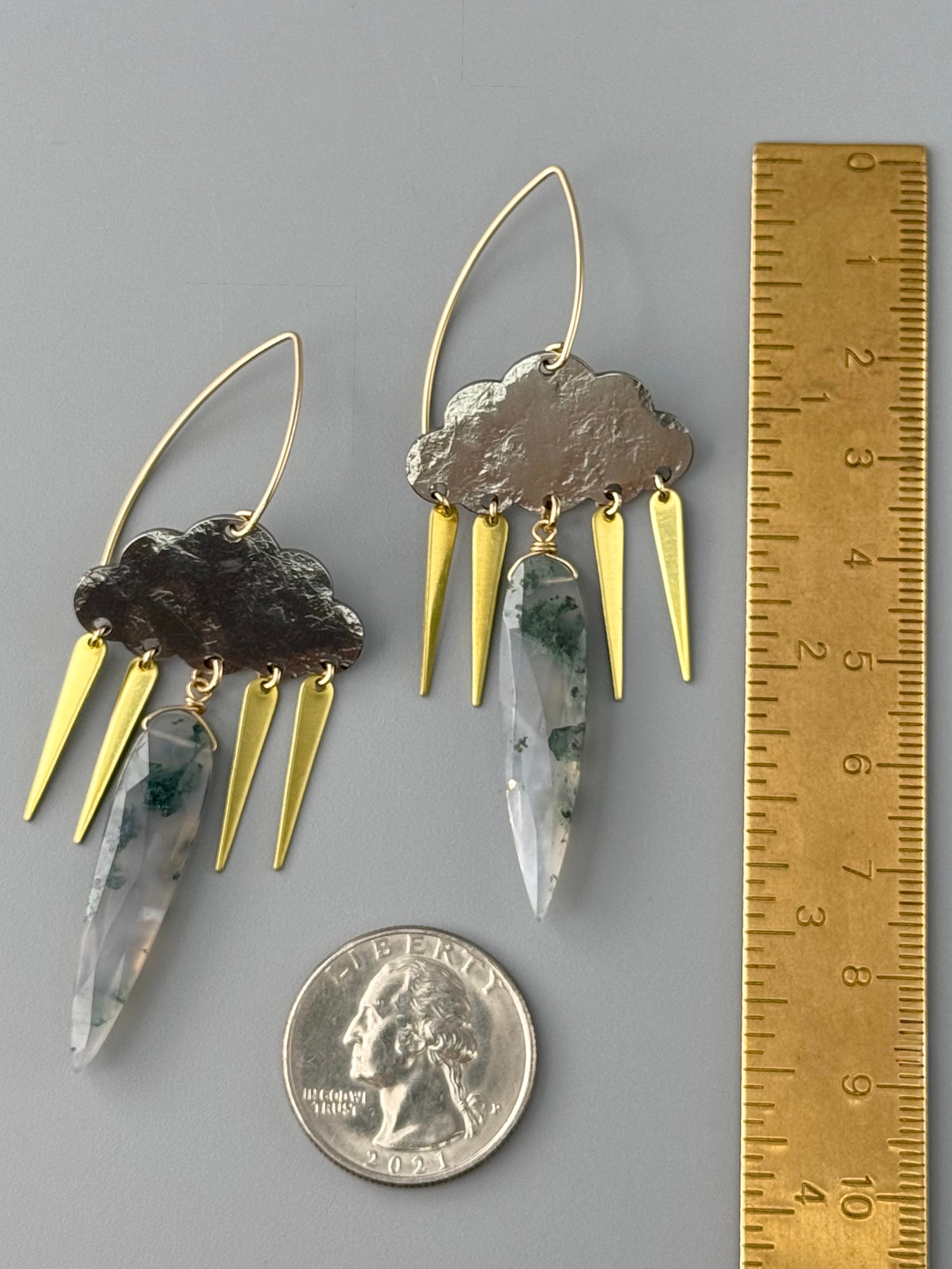 •STORMY• moss agate + mixed metal earrings