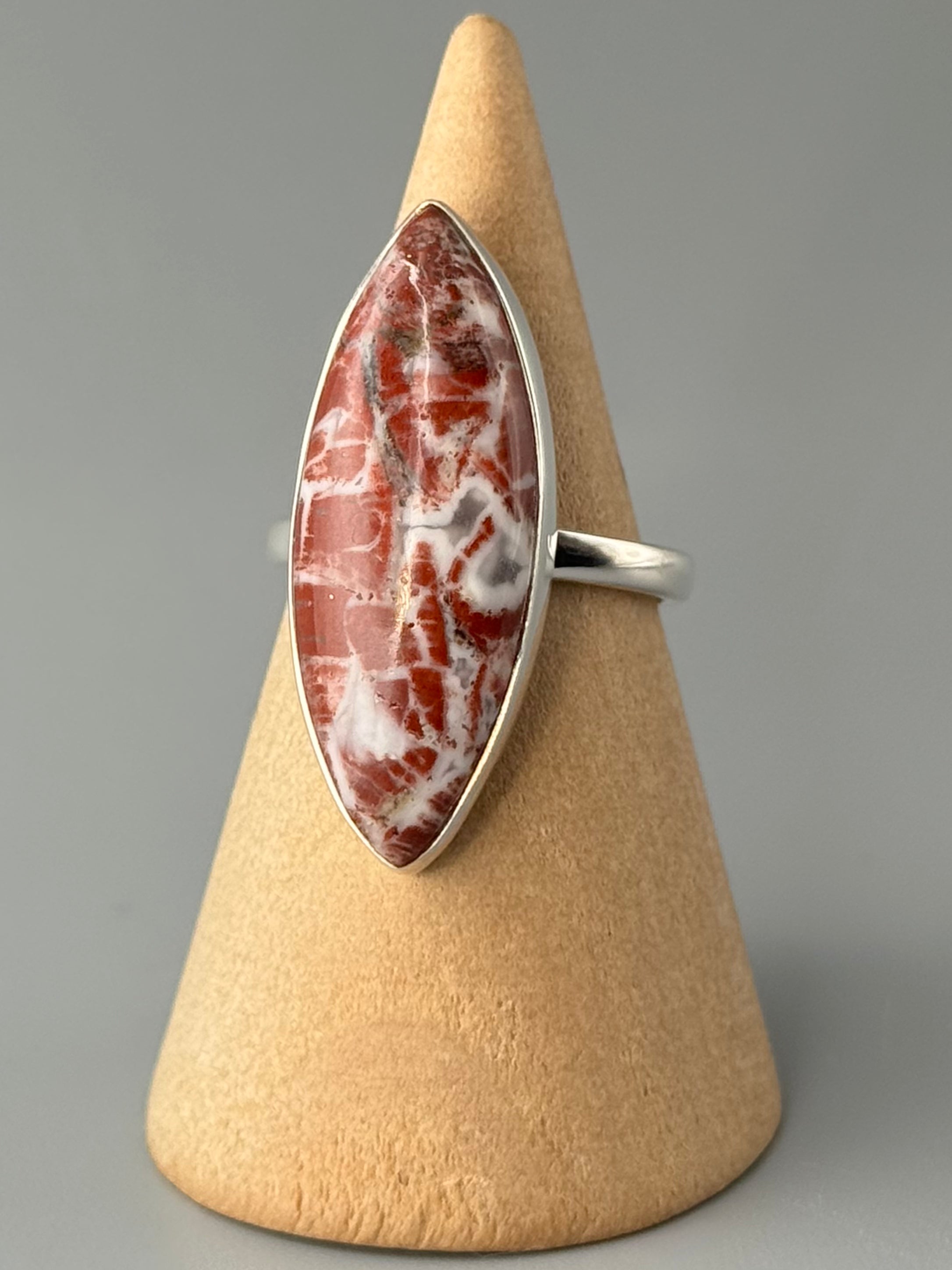 •BRECCIATED JASPER - MARQUISE• sterling silver ring (size 7)
