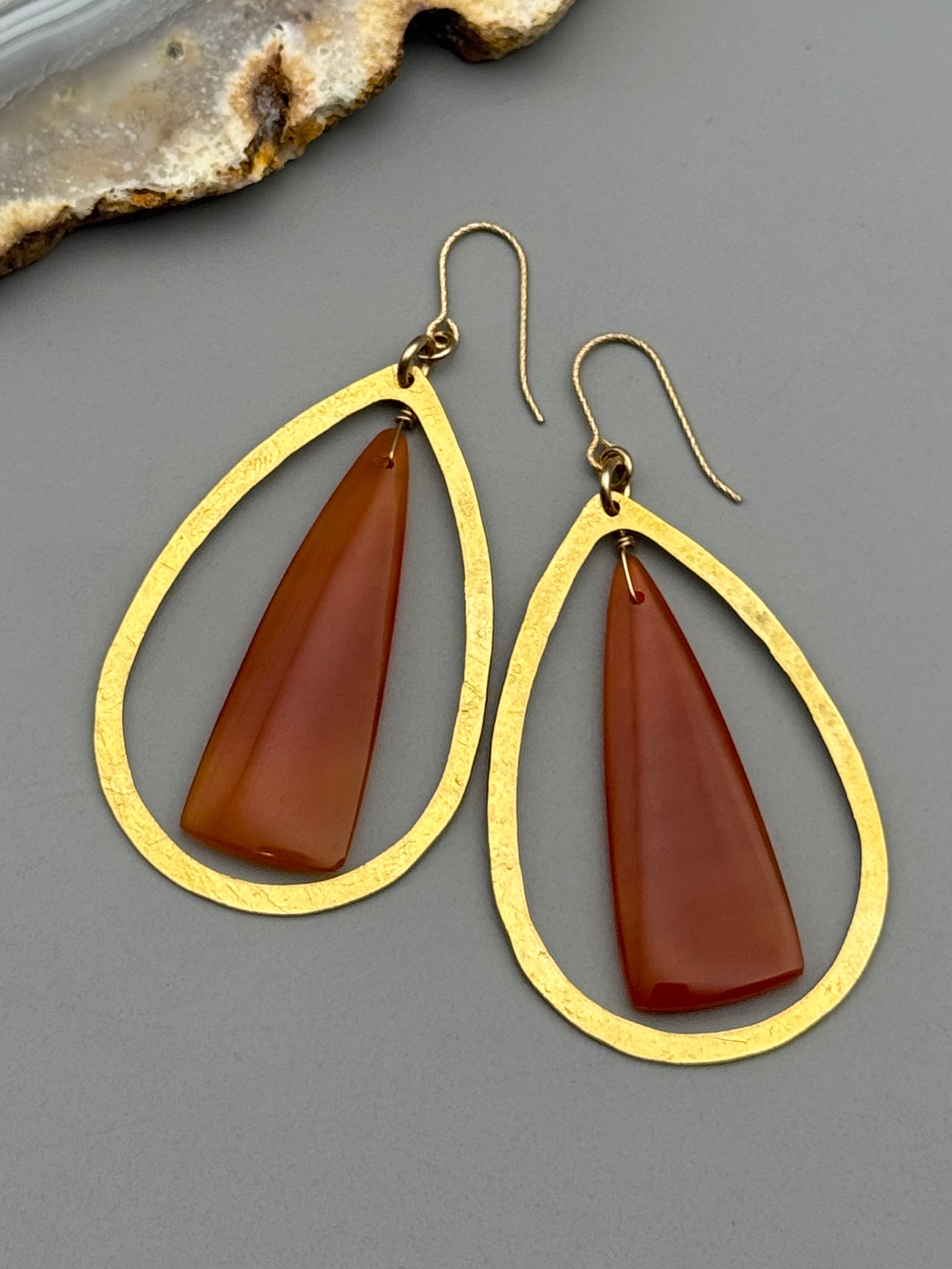 •DRIP DROP• carnelian + gold earrings