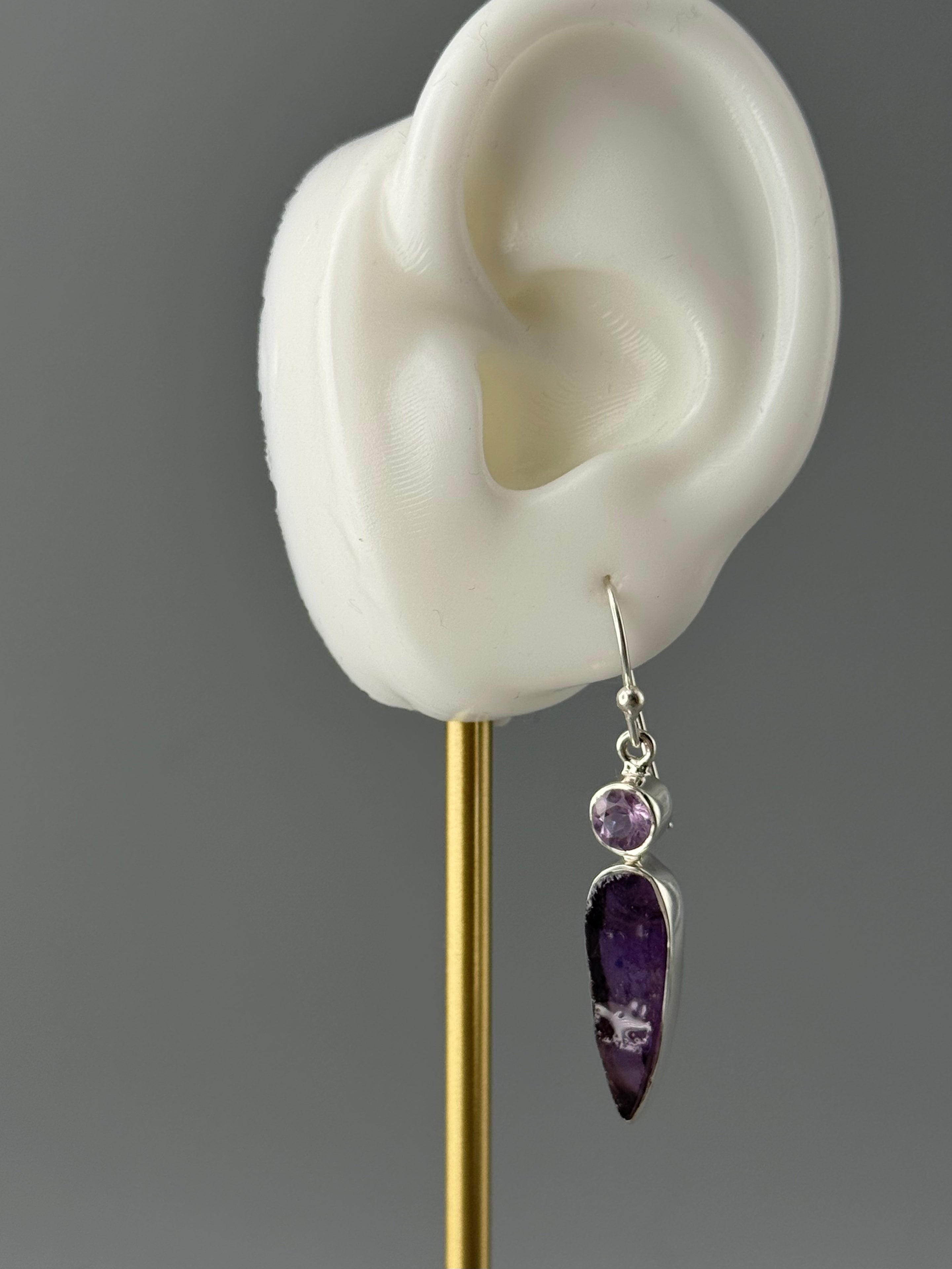 •AMETHYST SPEAR TEAR DUO• silver dangle earrings