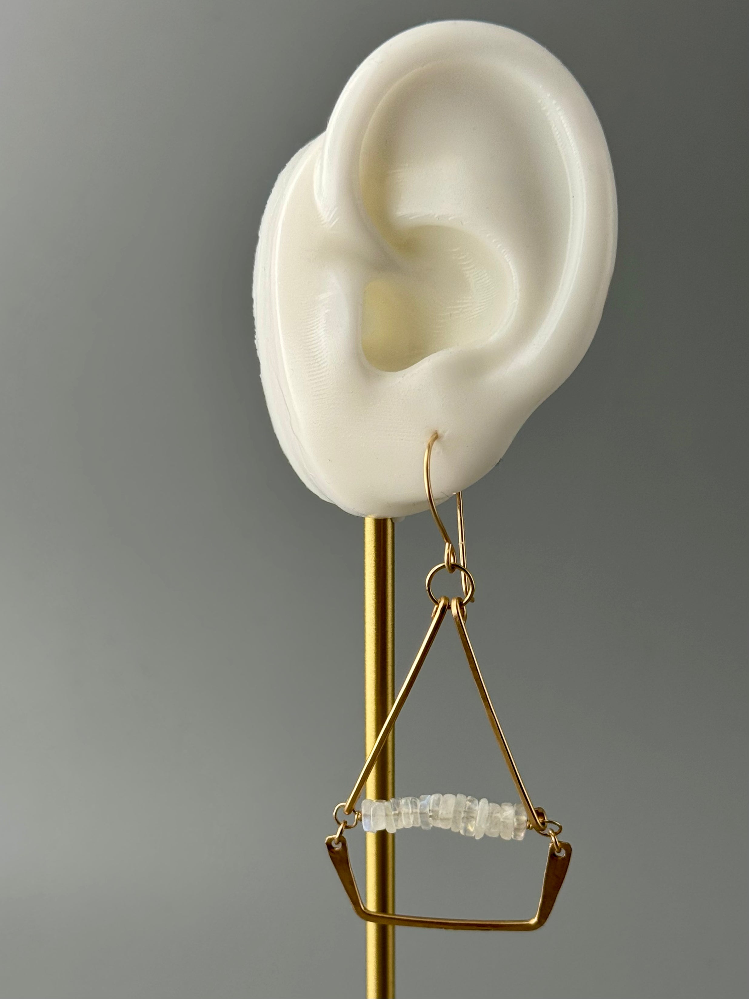 •SWING• rainbow moonstone + gold earrings