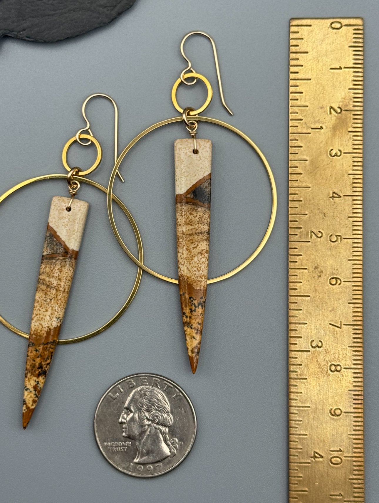 •EQUA-ORBIT• picture jasper + gold earrings