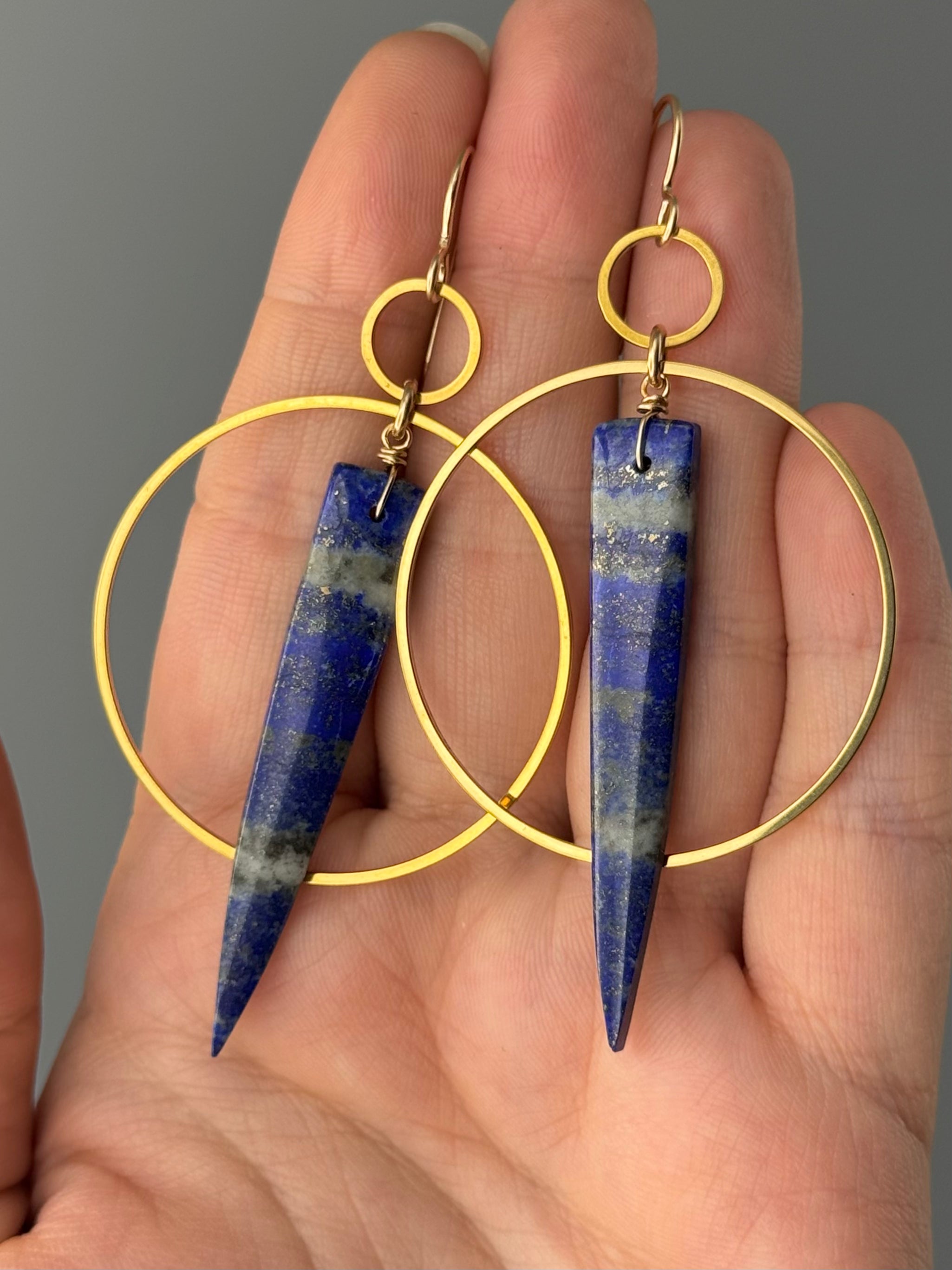 •EQUA-ORBIT• lapis lazuli fangs + gold earrings
