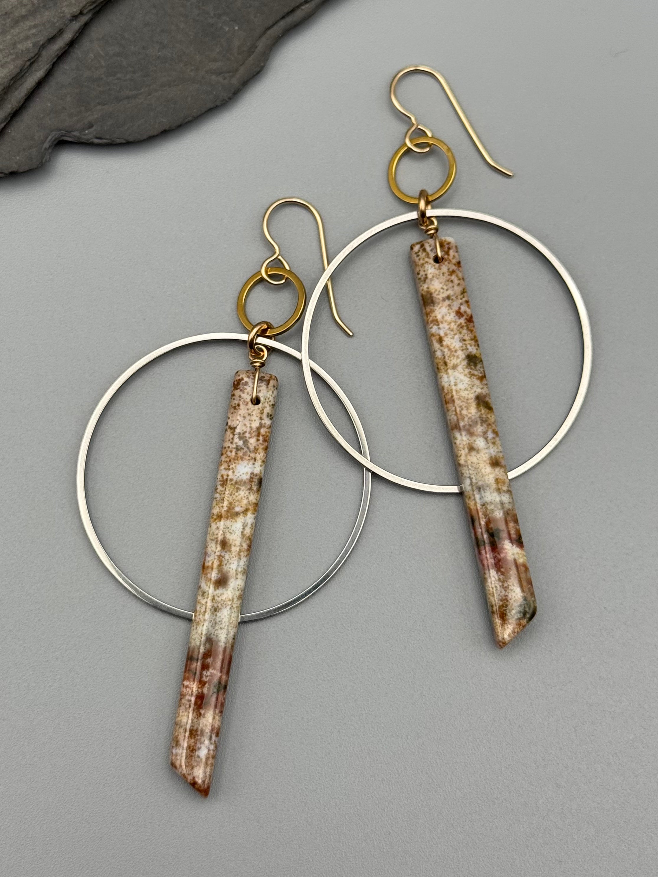 •EQUA-ORBIT• ocean jasper + mixed metal earrings