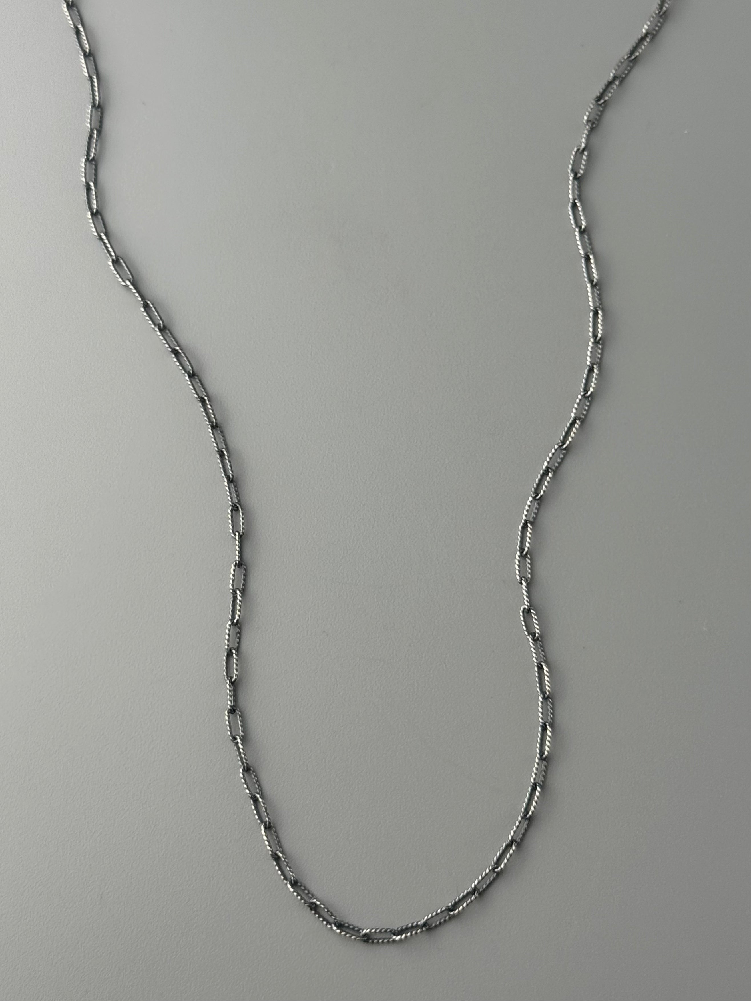 •SMALL TEXTURED PAPERCLIP• oxidized sterling silver chain