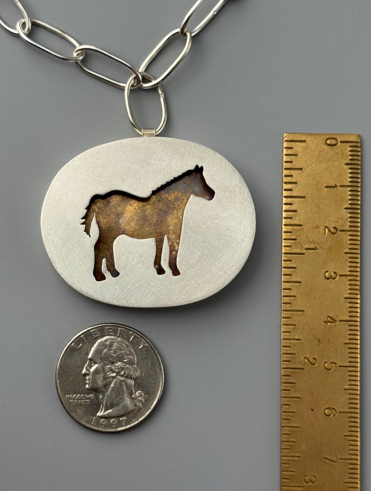 •MUSTANG SALLY• silver horse shadowbox necklace (up to 30" long)