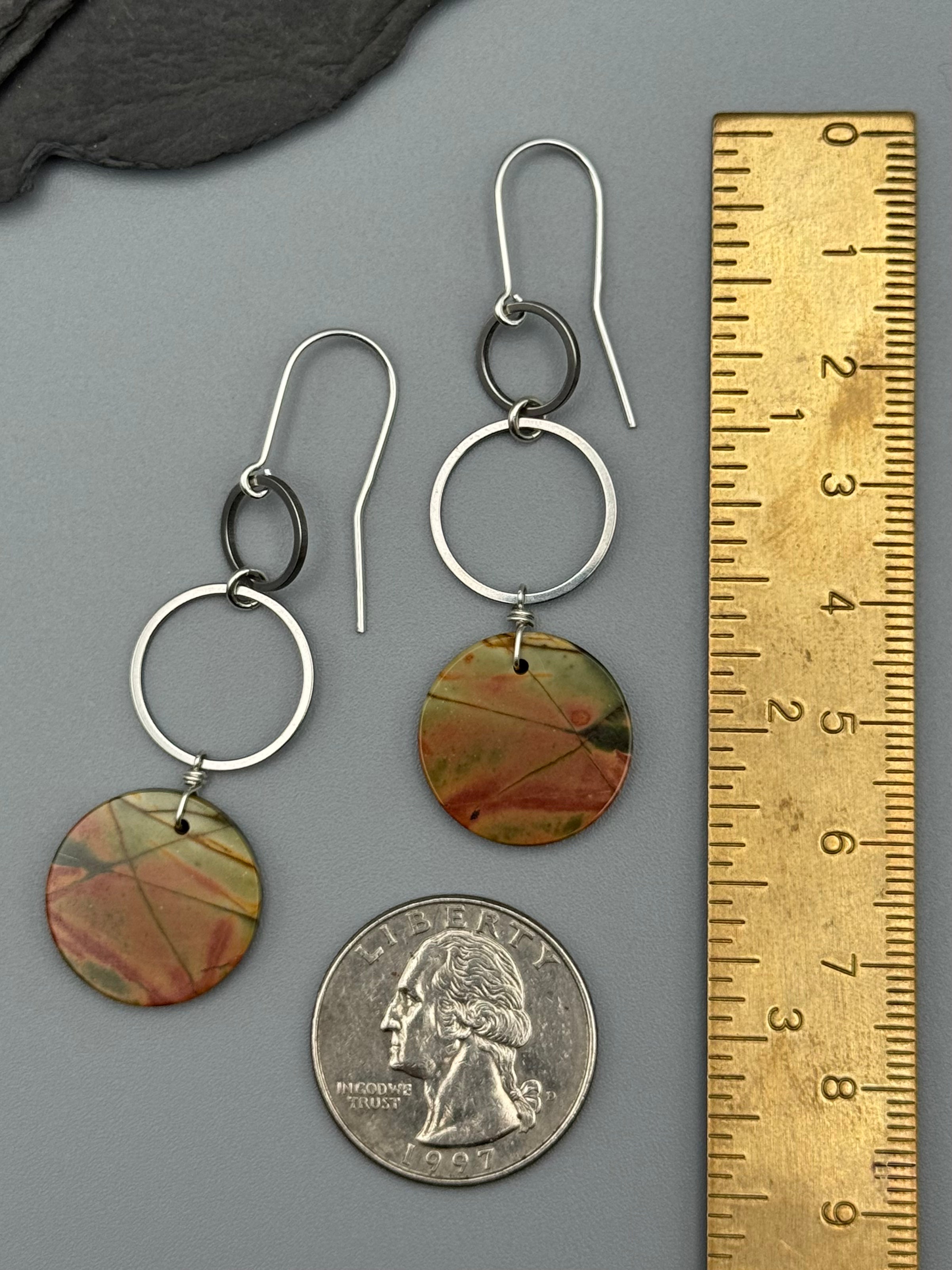 •DUAL LUNA• red creek jasper + silver earrings
