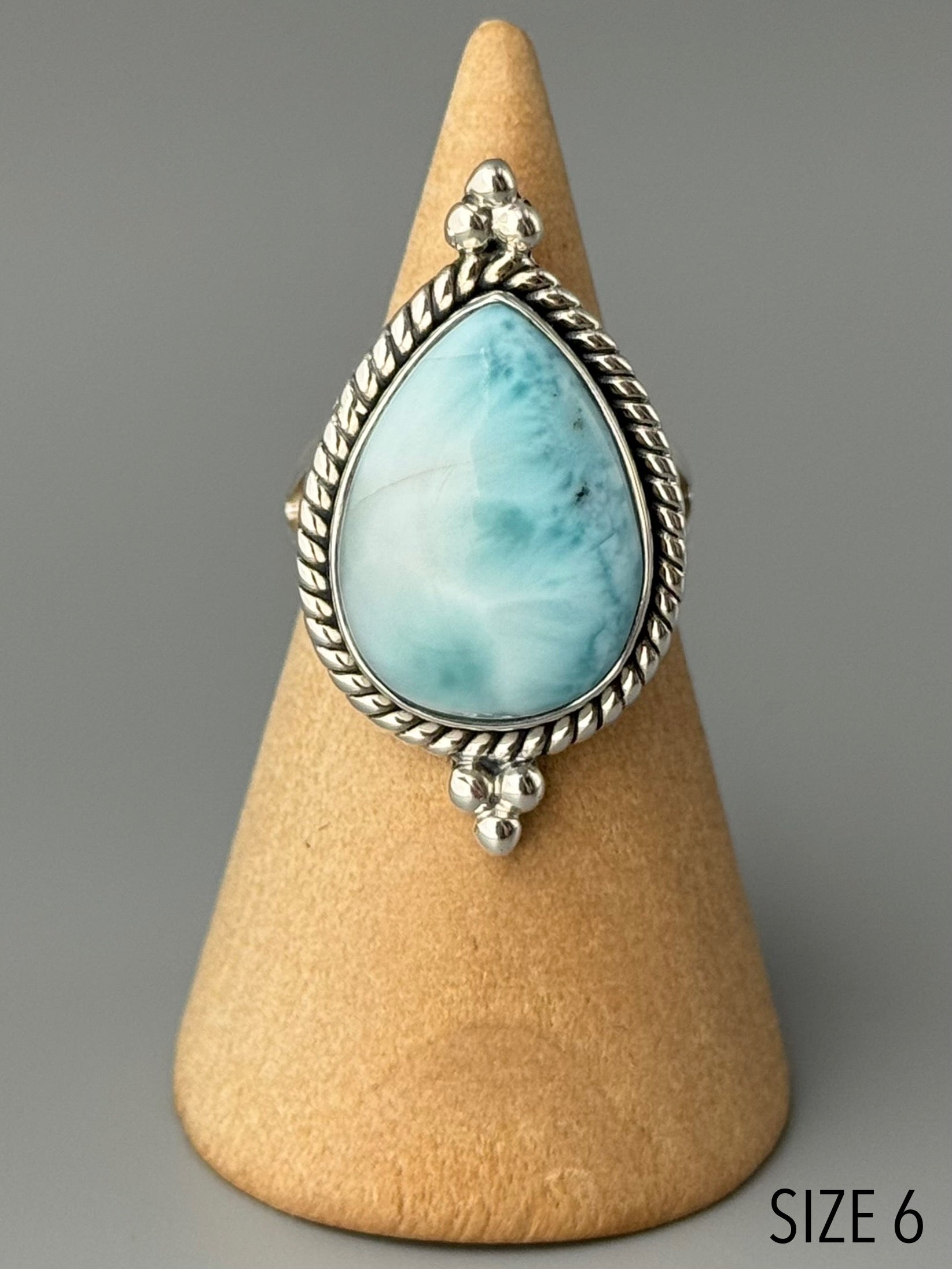 •LARIMAR - VANITY• roped bezel silver ring (various sizes)