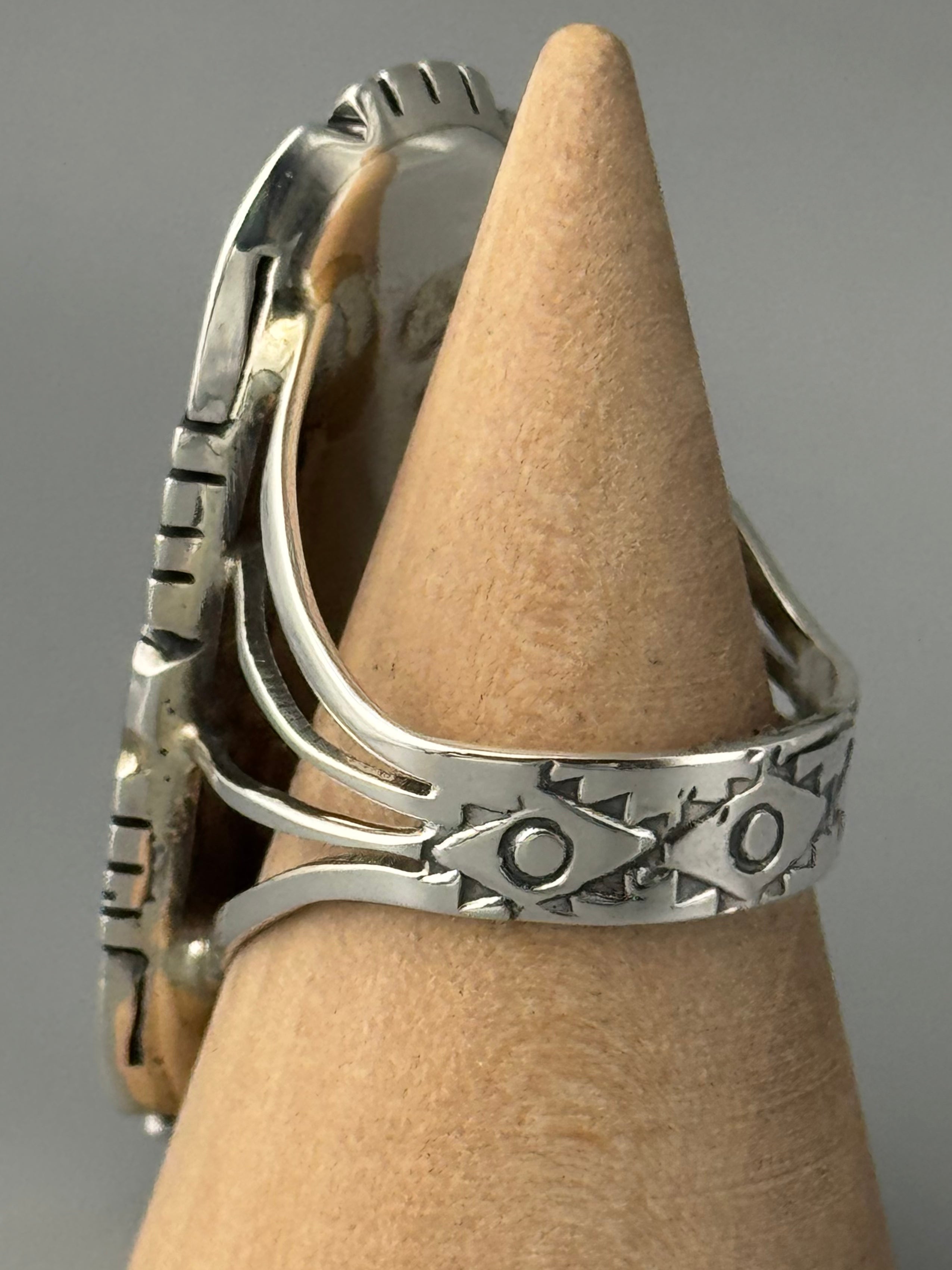 •BUMBLEBEE JASPER - STORM• Navajo silver ring (size 10)
