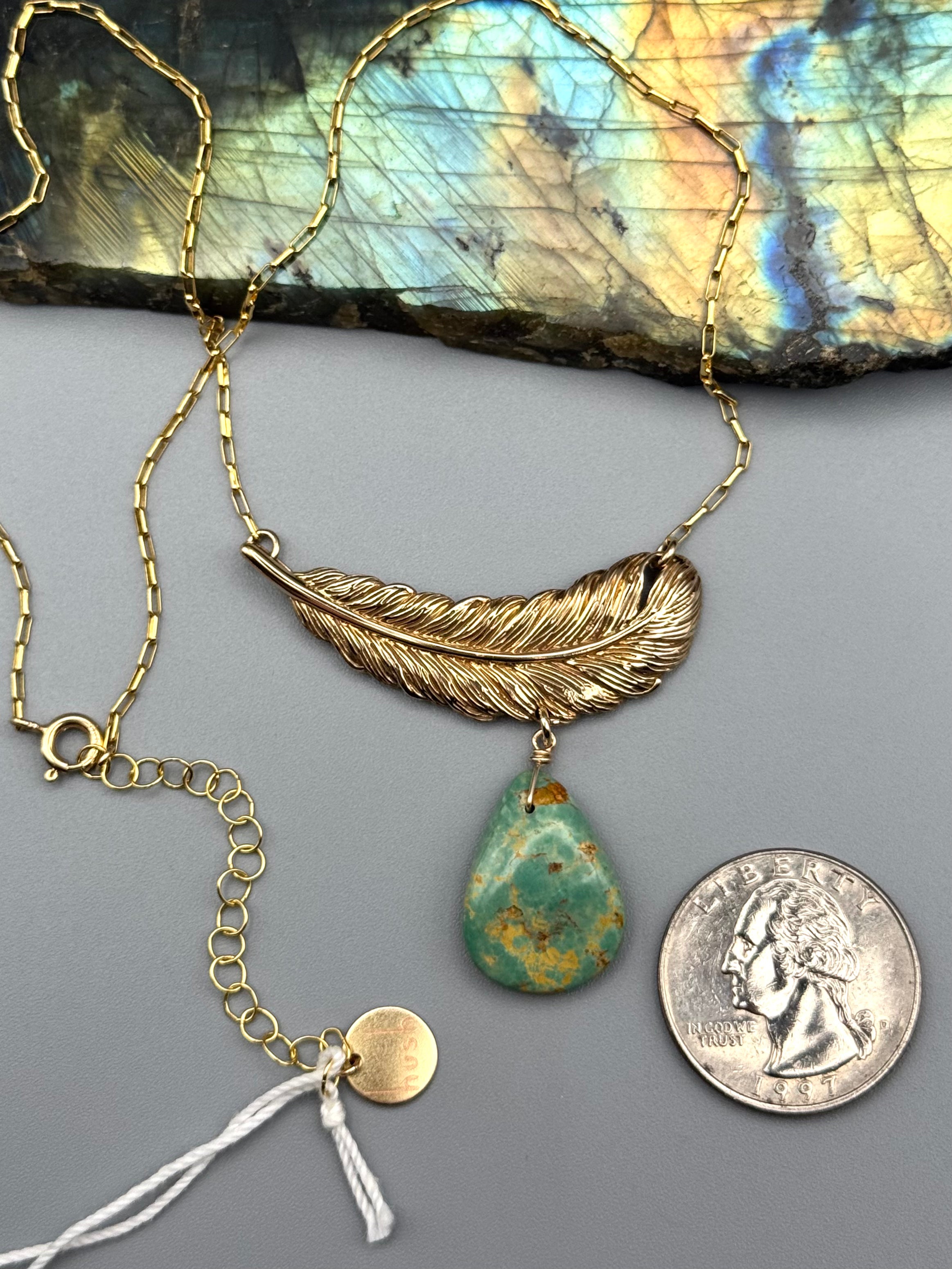 •FLIGHT• turquoise + gold necklace (16"-18" long)