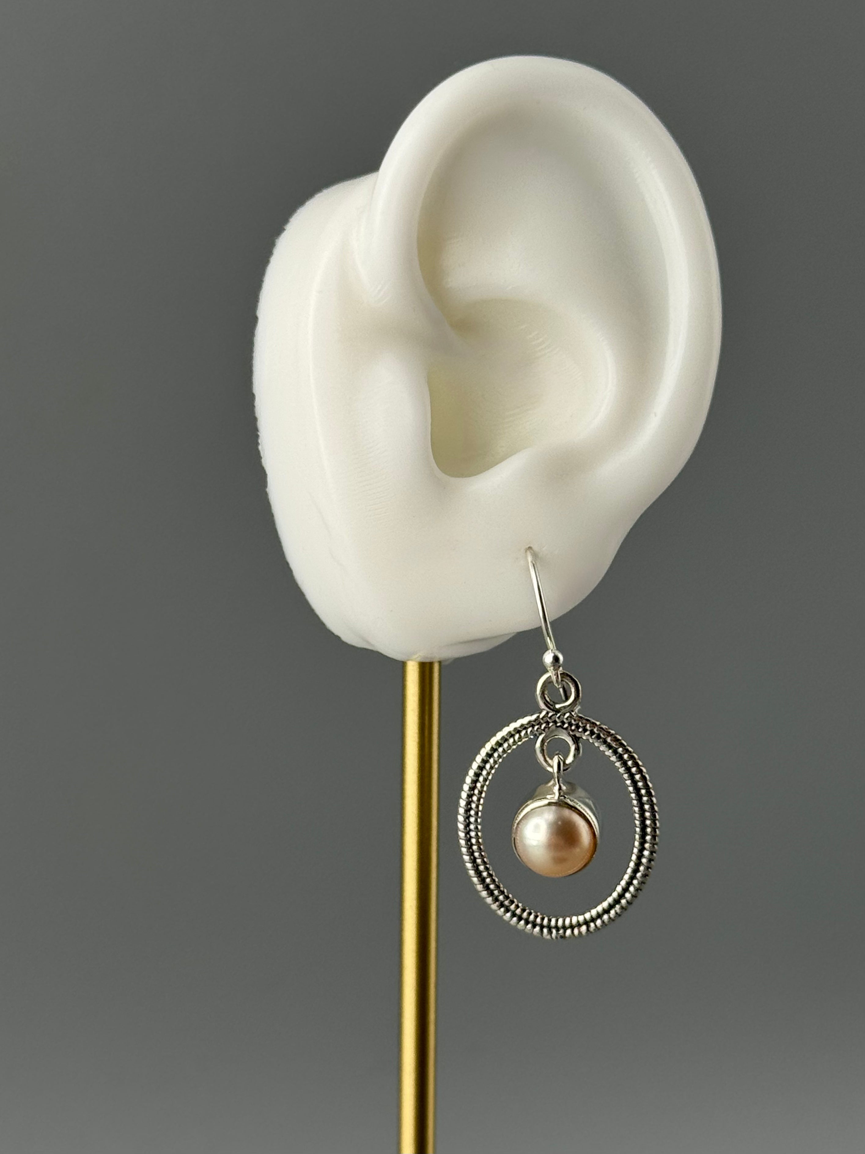 •LASSO• pearl + silver dangle earrings