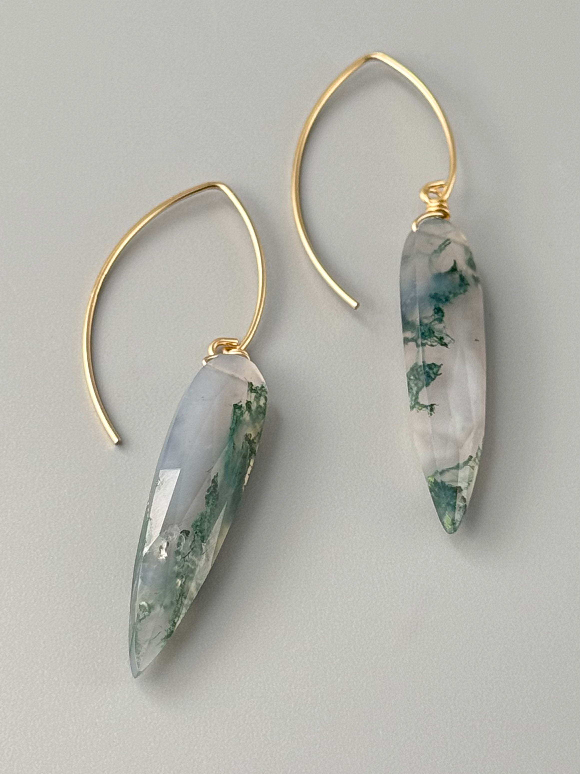 •STRAY• moss agate + gold earrings
