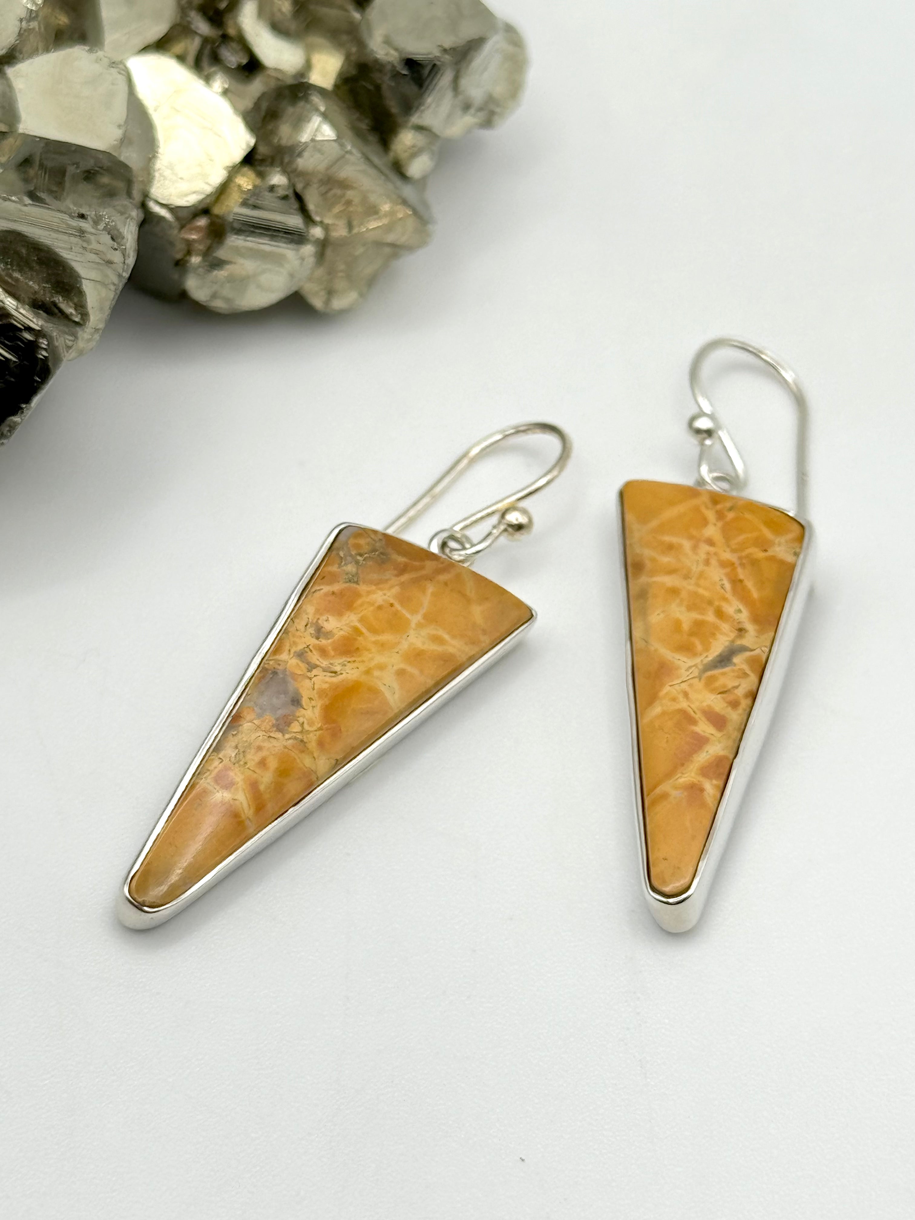 •MALIGANO JASPER TRIANGLE• silver dangle earrings