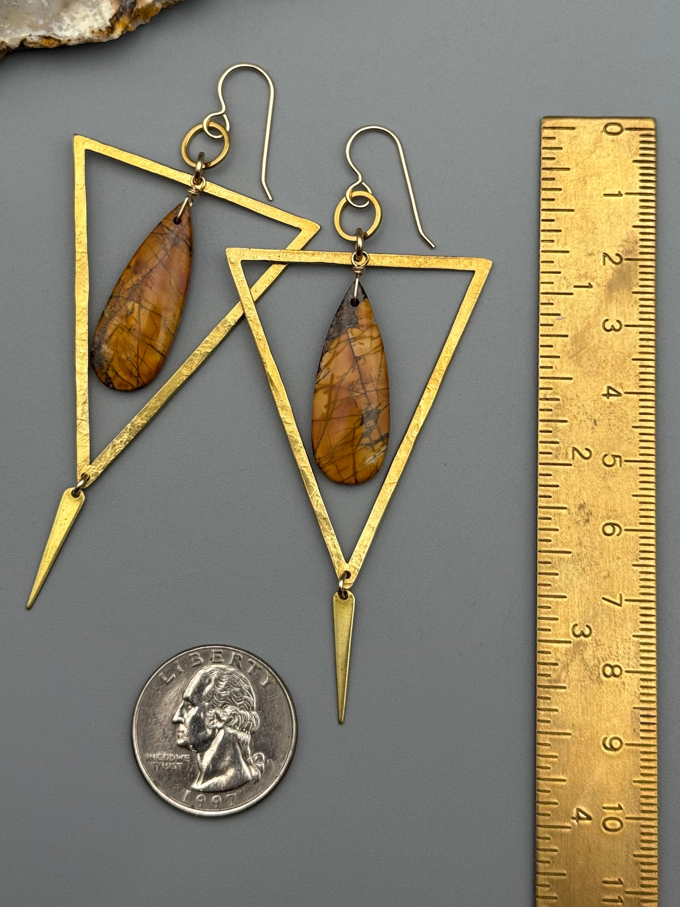 •YIELDING• red creek jasper + gold earrings