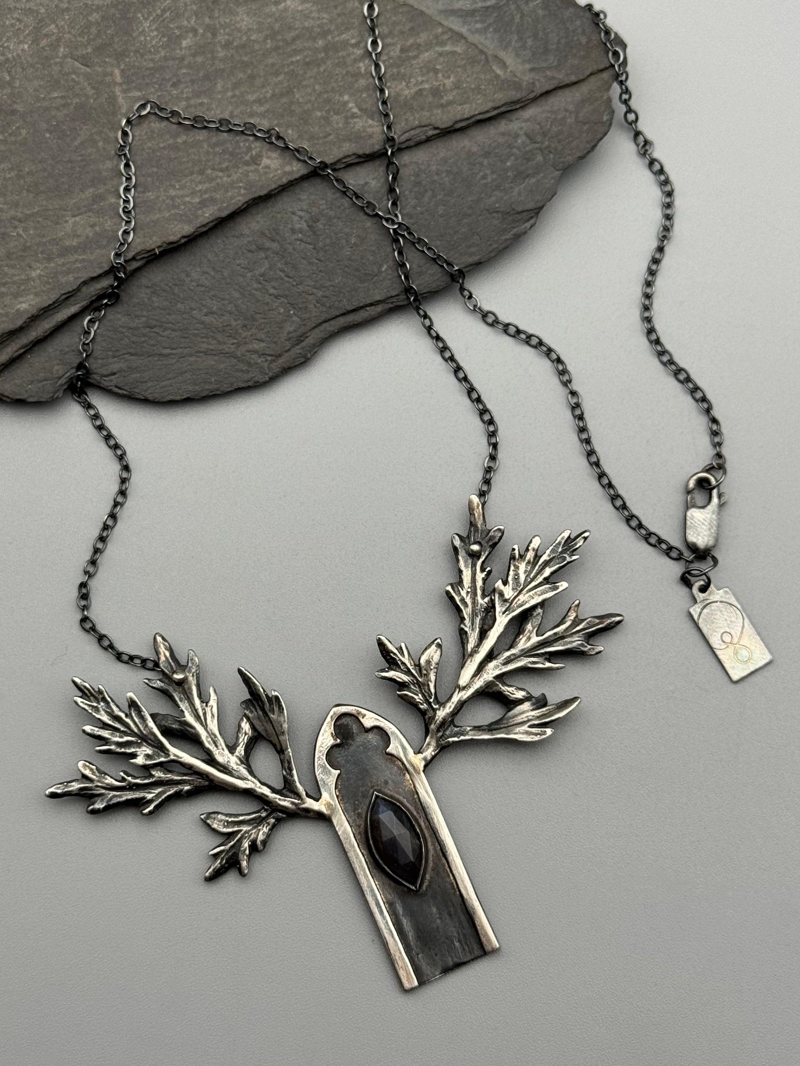 •GOTHIC ARCH + MUGWORT• labradorite + silver necklace (18.5" long)