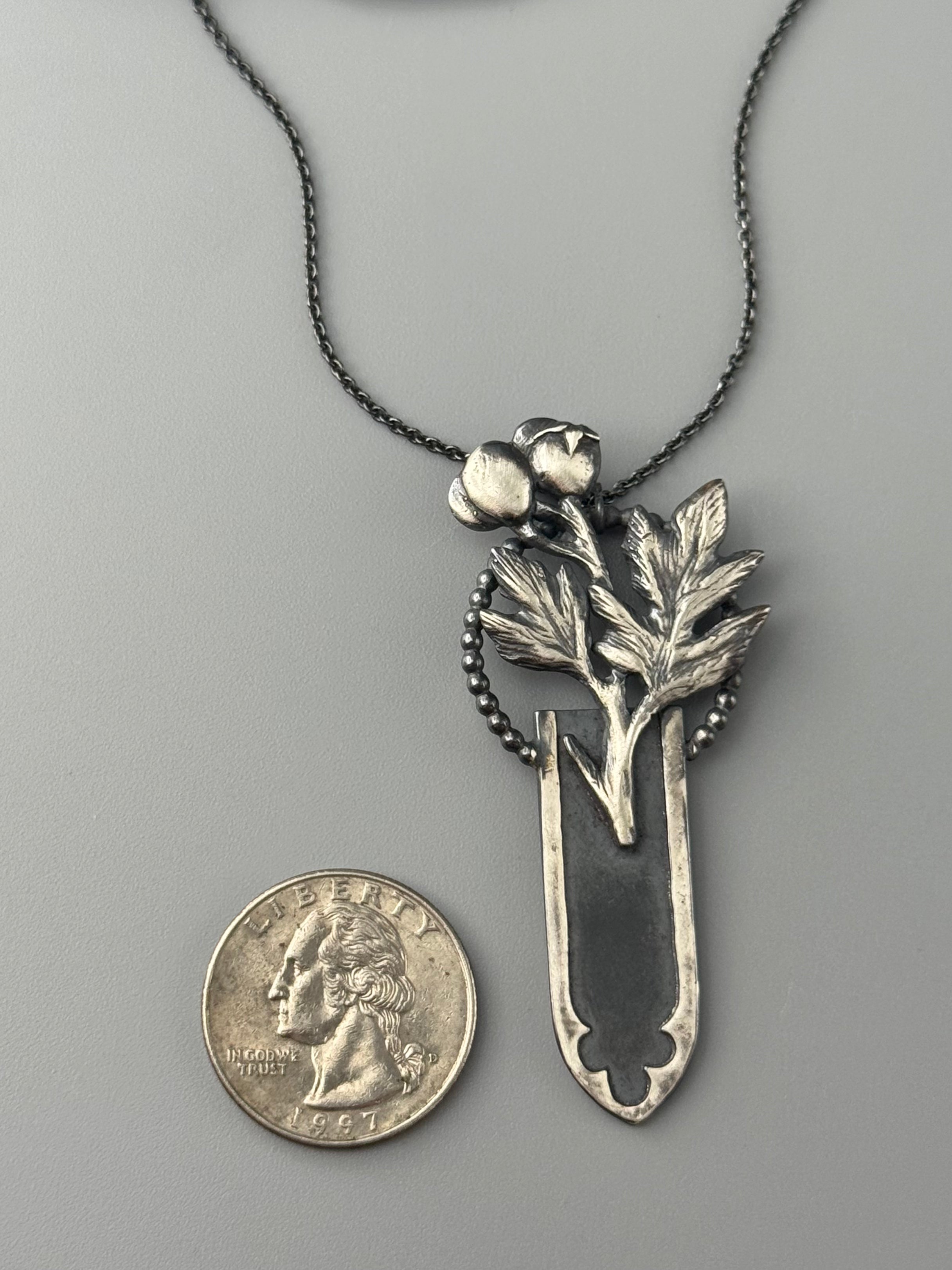 •GOTHIC ARCH + HAWTHORN• oxidized silver necklace (18" long)